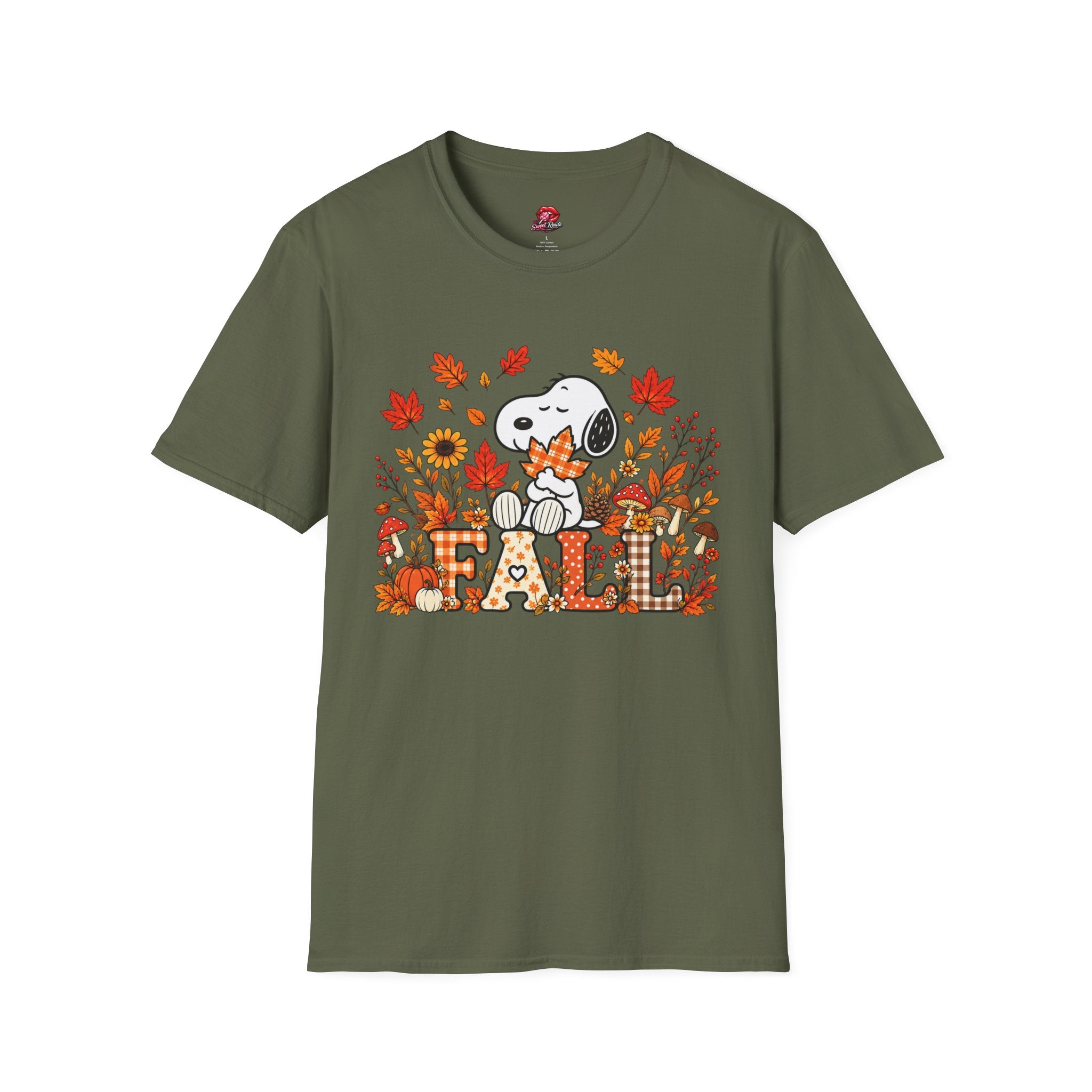 Cute Autumn Leaves & Pumpkins Snoopy Tee
