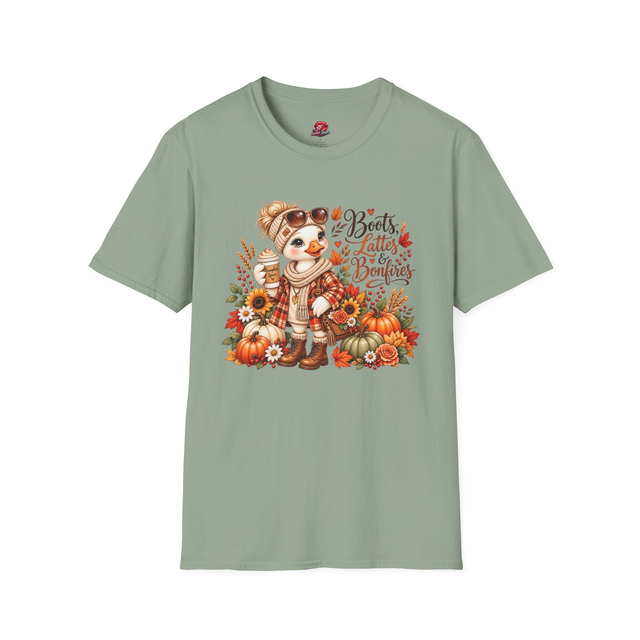 Boots, Lattes & Bonfires Cute Fall T-Shirt