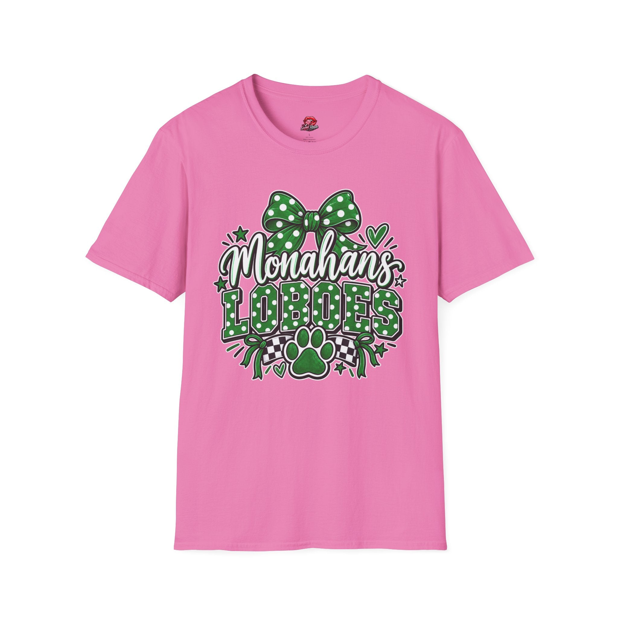 Monahan's Lobos Green Polka Dot Bow T-Shirt