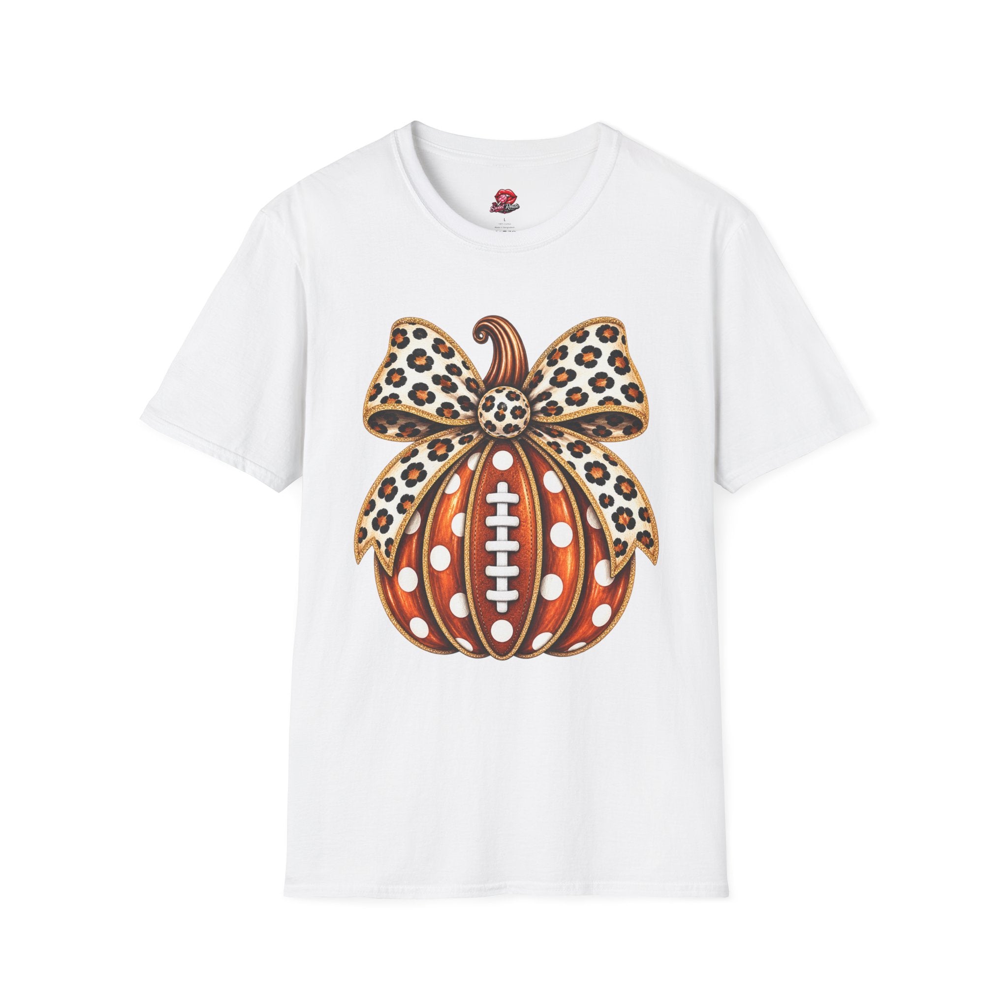 Leopard Bow Football Pumpkin T-Shirt