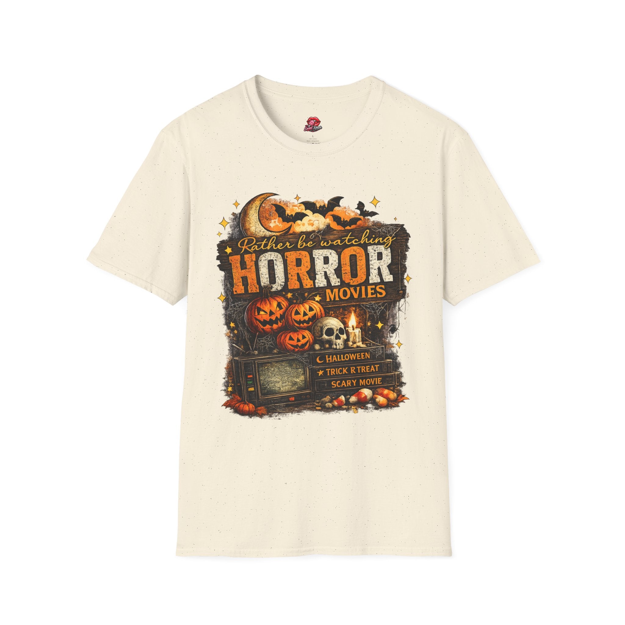 Rather Be Watching Horror Movies T-Shirt | Funny Halloween Shirt | Horror Movie Lover Tee | Spooky Season Graphic Tee | Scary Movie Gift
