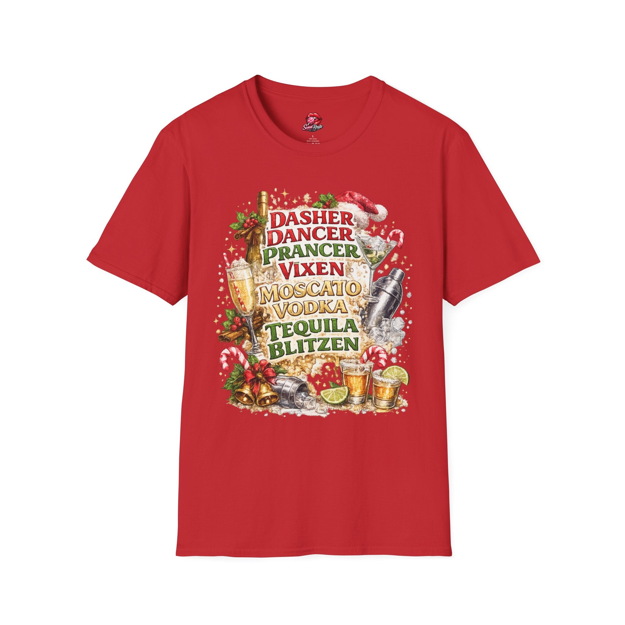 Dasher Dancer Prancer Vixen Moscato Vodka T-Shirt