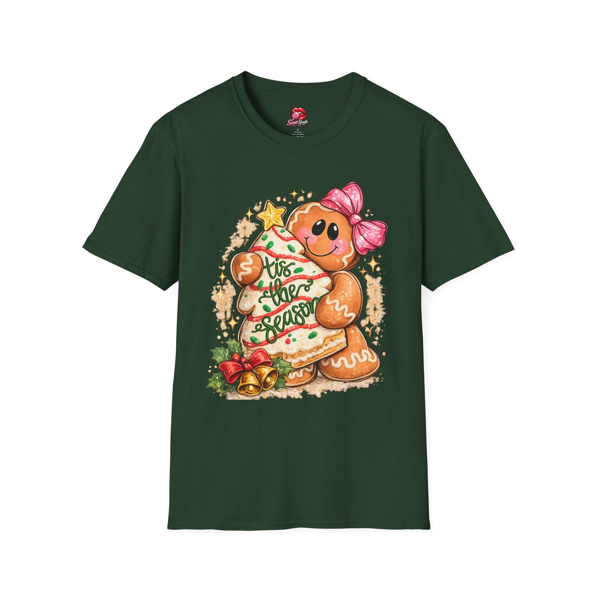 Gingerbread Girl Holding Christmas Tree T-Shirt