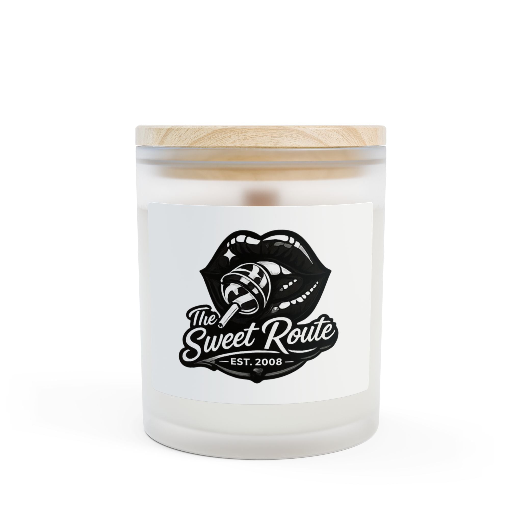 Black Sweet Route Frosted Glass Candle, 11oz
