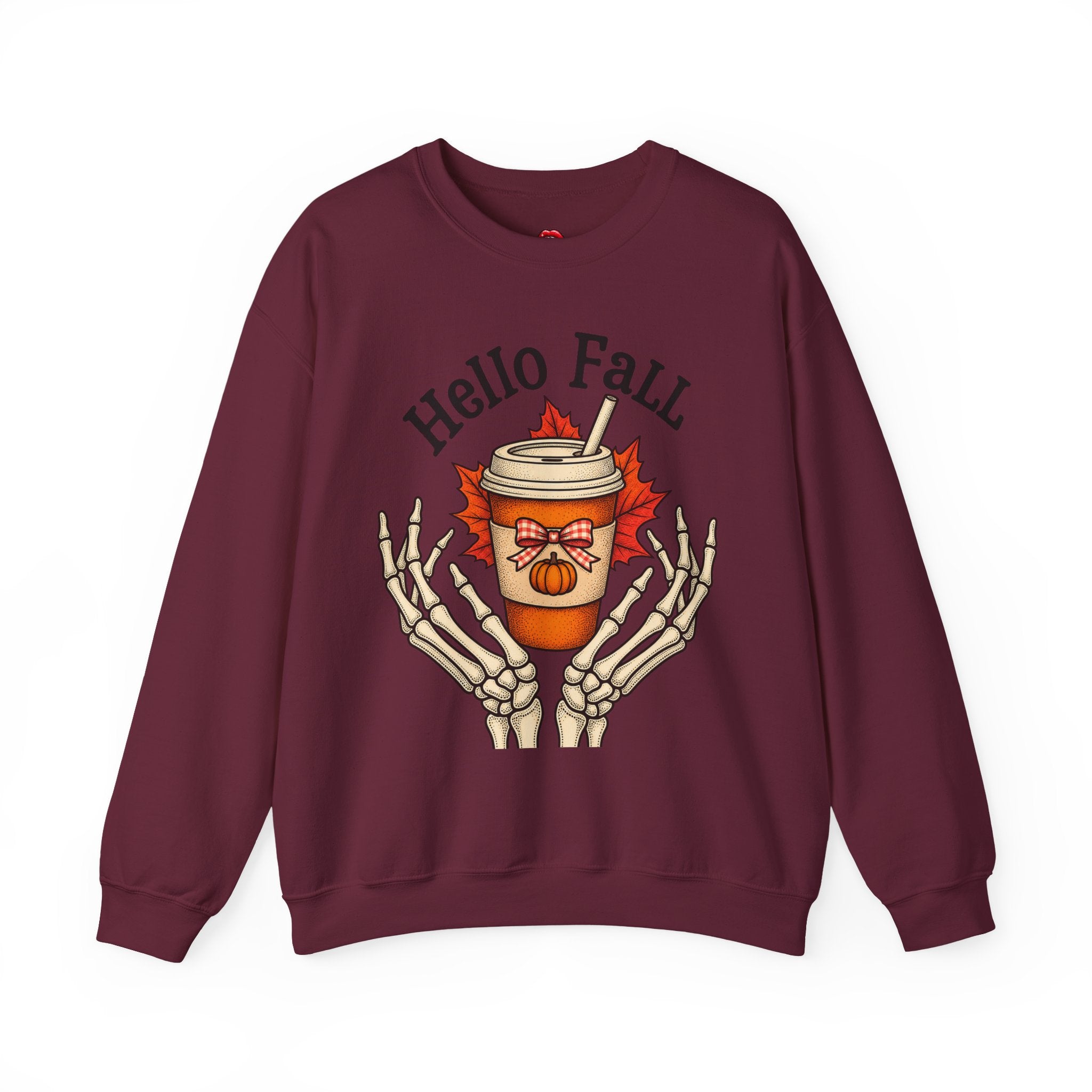 Fall Coffee Skeleton Hands Cozy Autumn Pullover