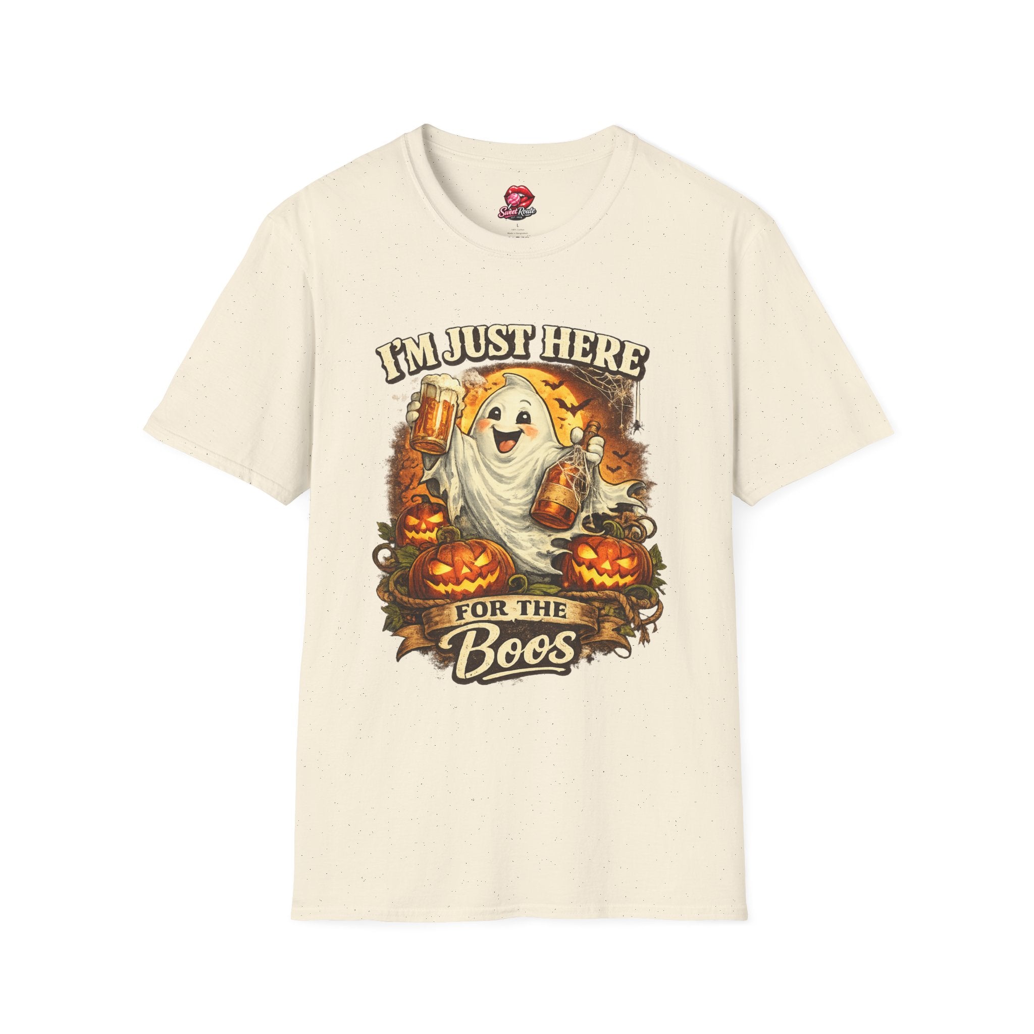 I’m Just Here for the Boos T-Shirt | Funny Halloween Ghost Shirt | Cute Spooky Season Tee | Pumpkin Fall Graphic Tee | Halloween Party Shirt