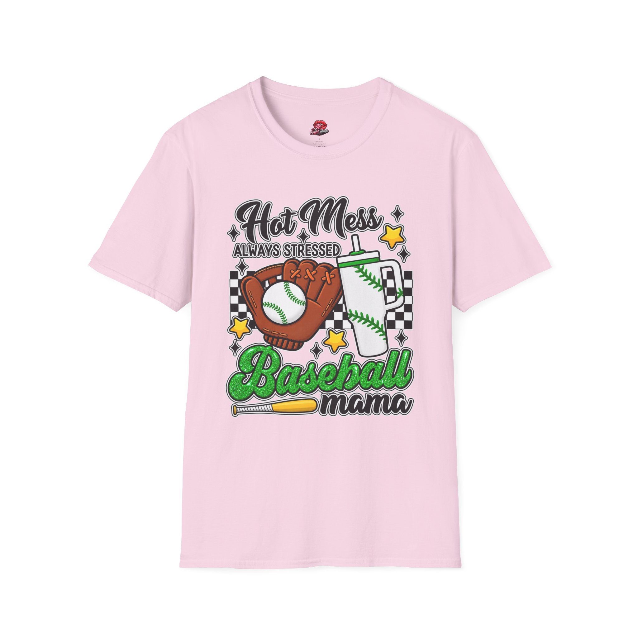 Hot Mess Always Stressed Baseball Mom Tee
