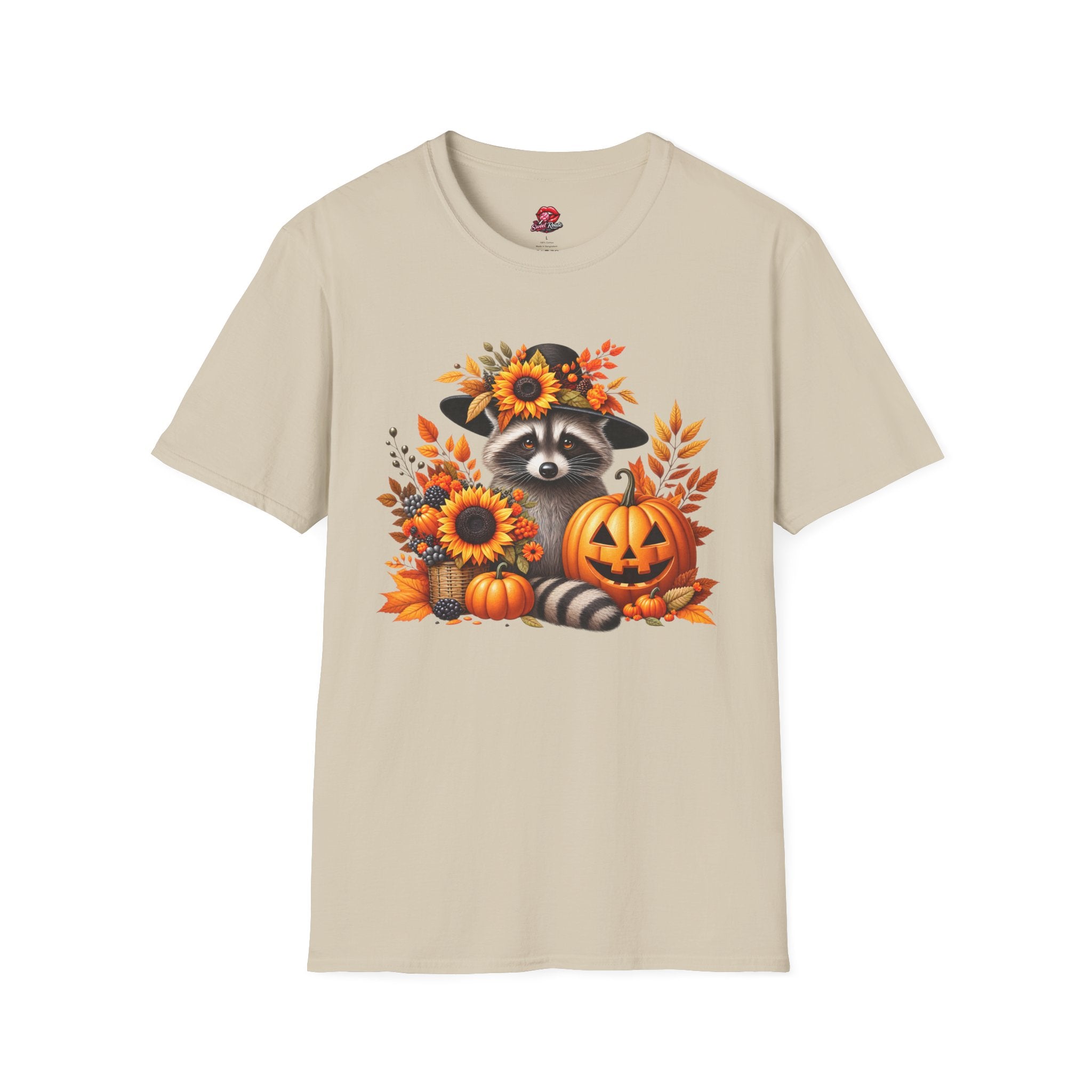 Sunflower & Autumn Leaves Raccoon Tee