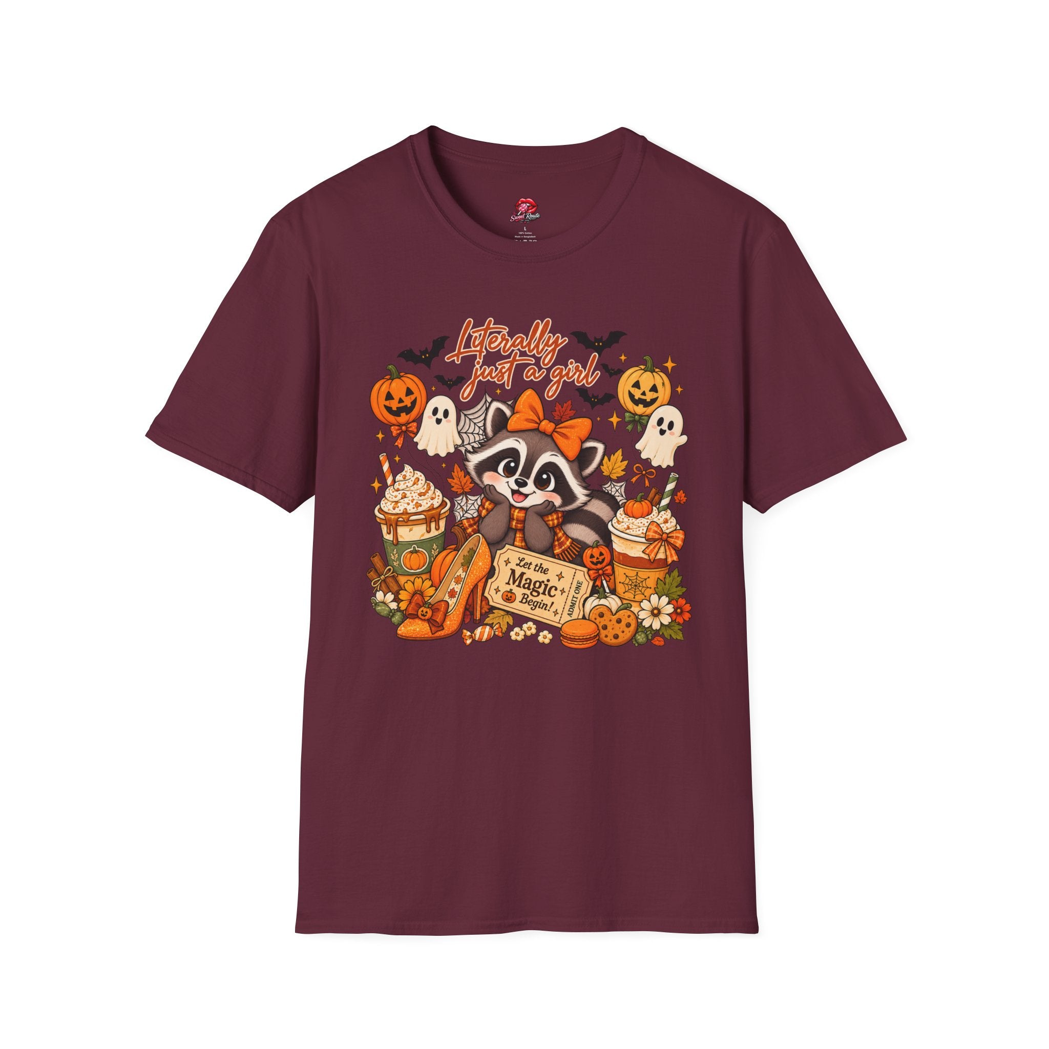 Halloween Just A Girl Raccoon Tee