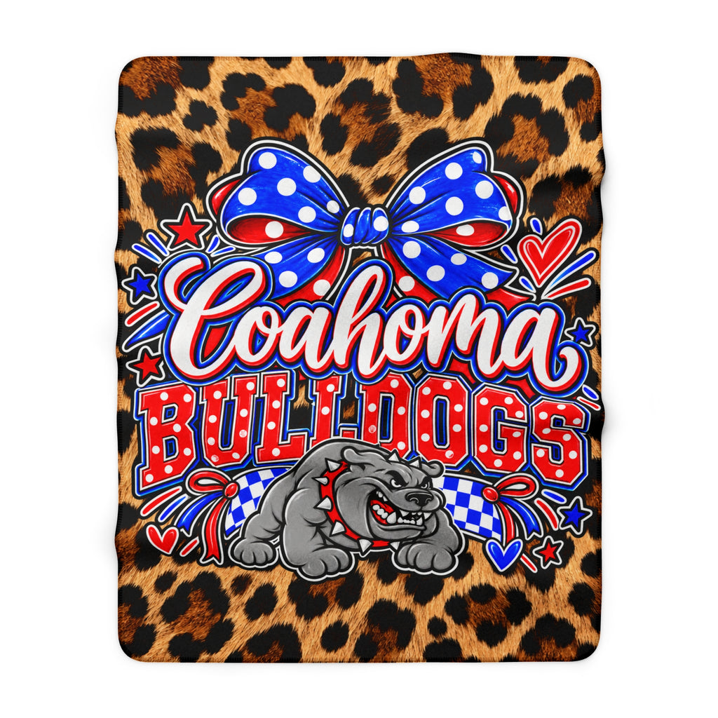 Coahoma Bulldogs Leopard Print Sherpa Fleece Blanket