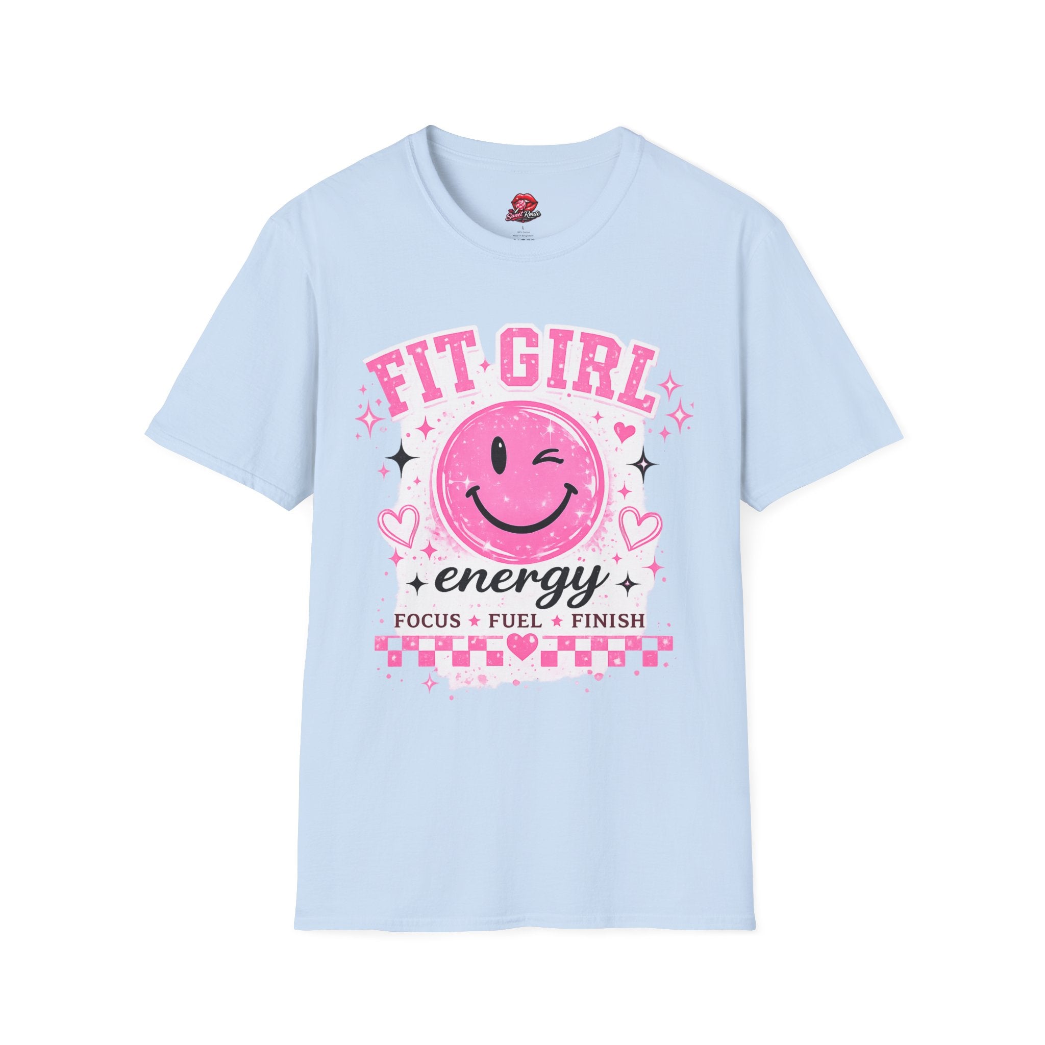 Fit Girl Pink Smiley Fitness Tee
