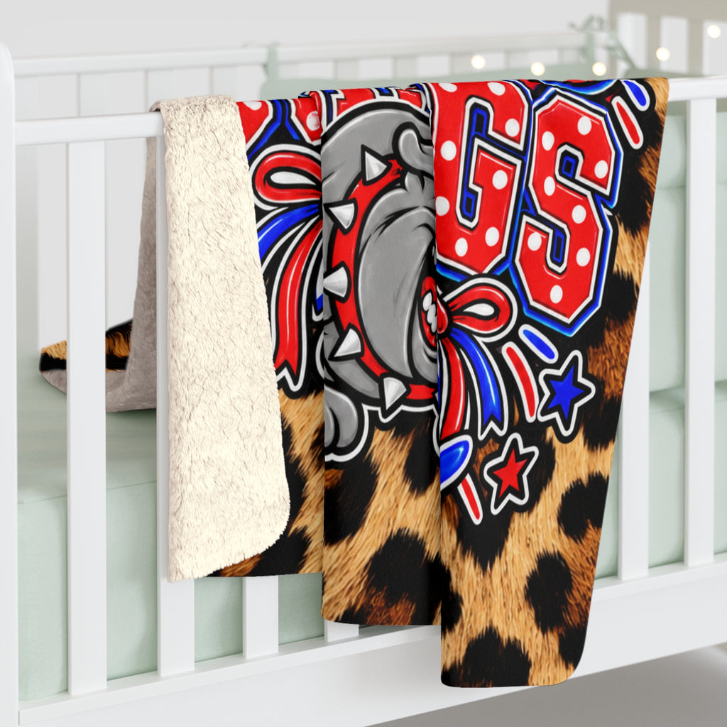 Coahoma Bulldogs Leopard Print Sherpa Fleece Blanket