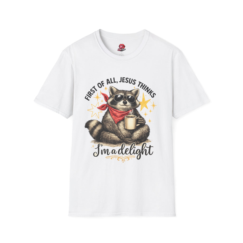 First of All Jesus Thinks Raccoon with Coffee T-Shirt