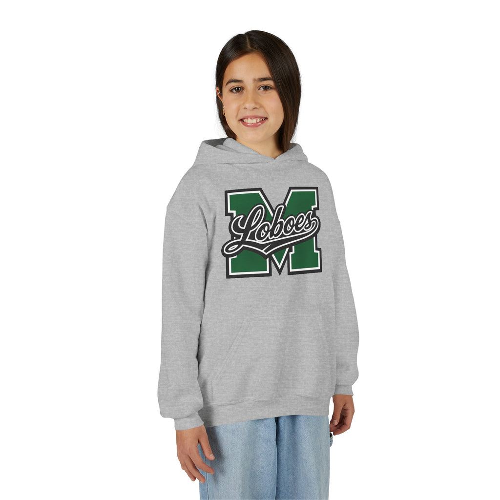 Youth Hoodie — 'M Loboes' Varsity Letterman School Spirit Pullover