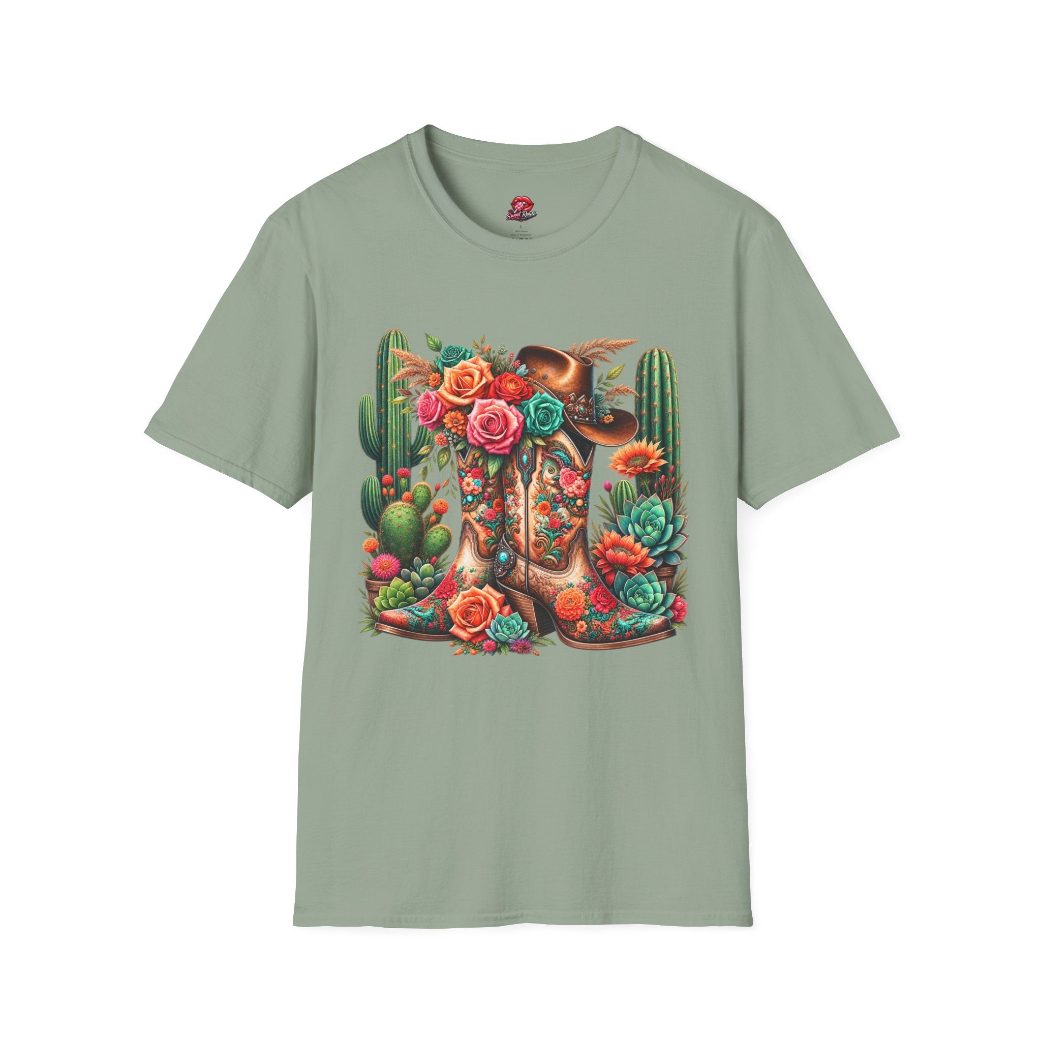 Floral Cactus Cowboy Boot T-Shirt