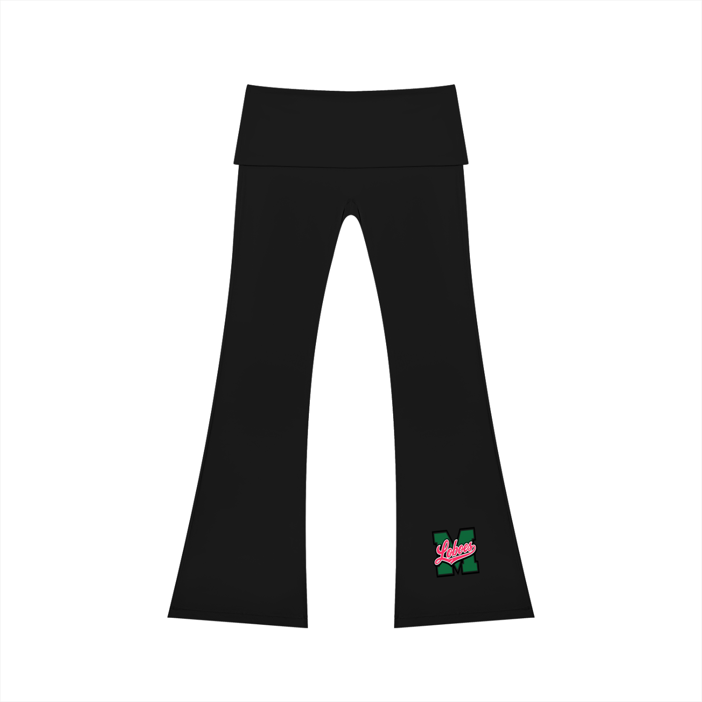 Monahans Loboes Women’s High Rise Flared Yoga Pants | Kelly Green & Black Athletic Leggings