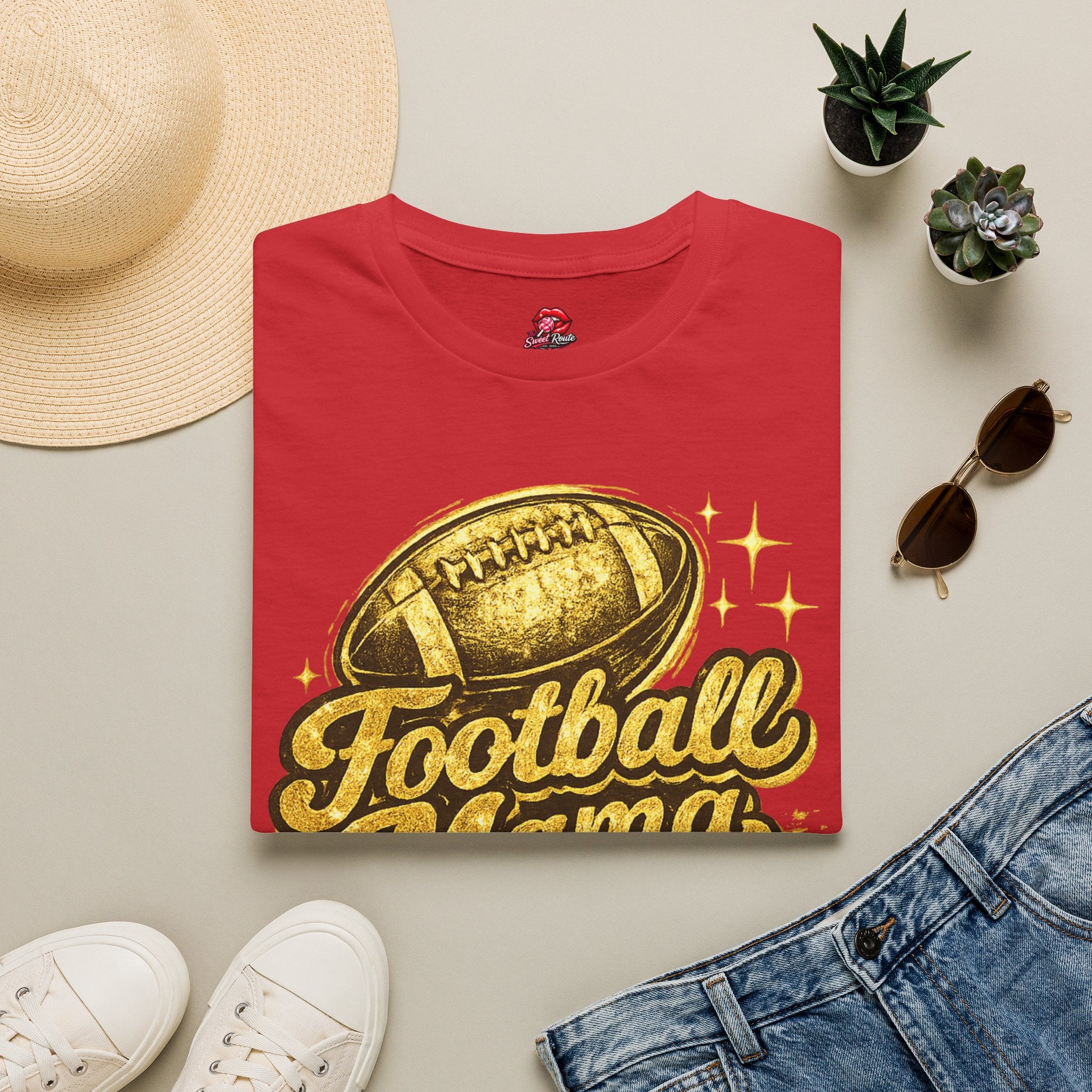 Football Mama T-Shirt — Vintage Gold Football Mom Tee