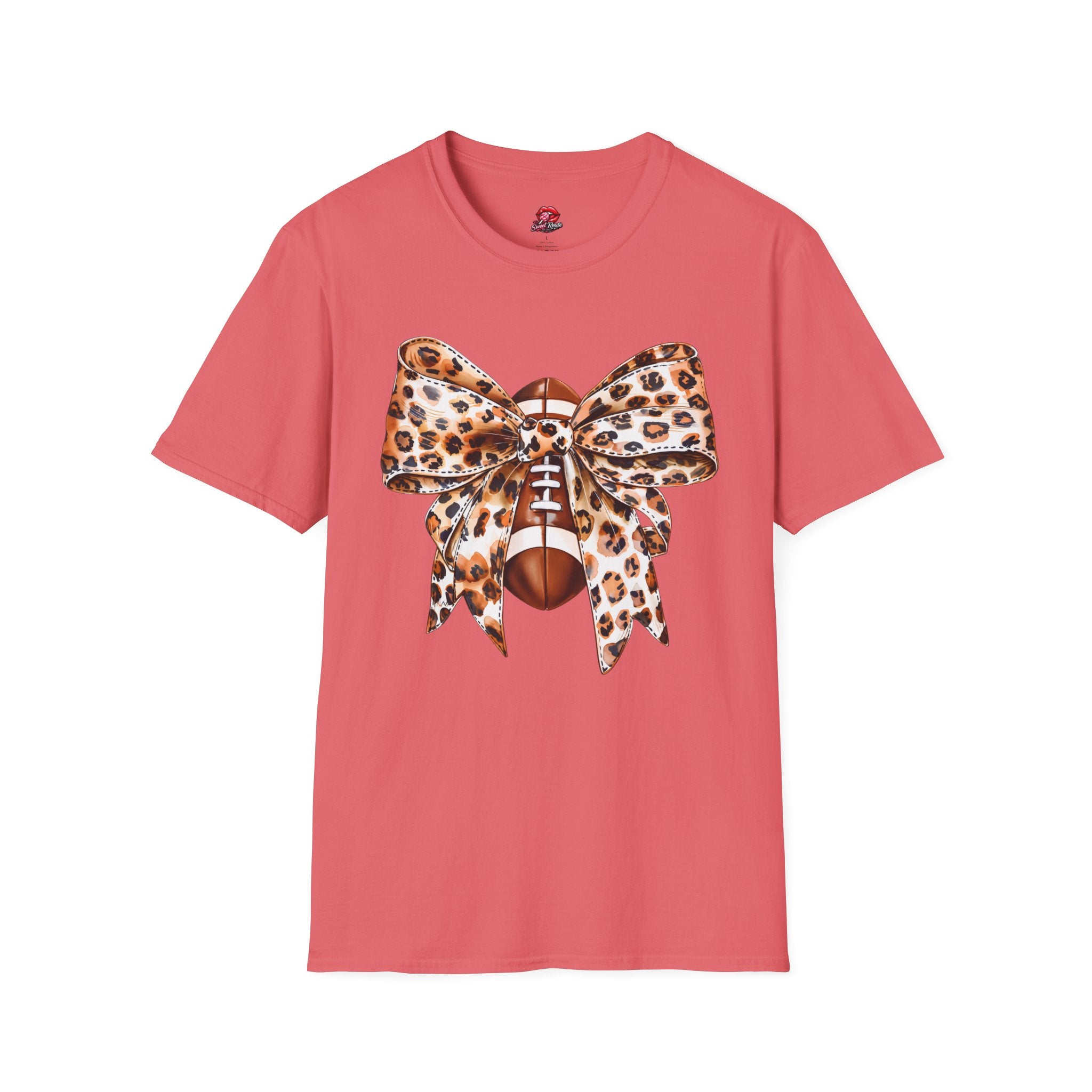 Leopard Bow Football T-Shirt