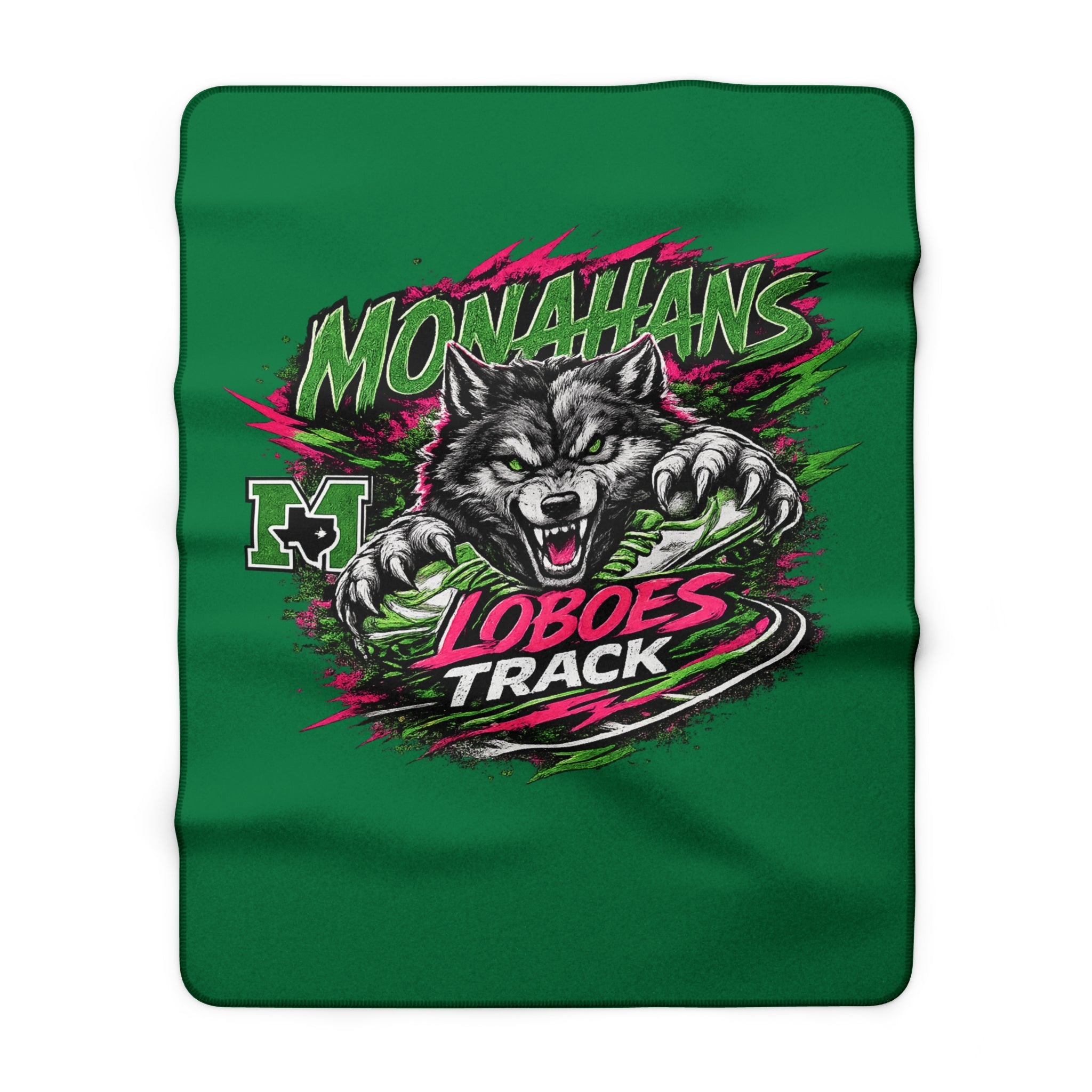 Monahans Loboes Track Sherpa Blanket