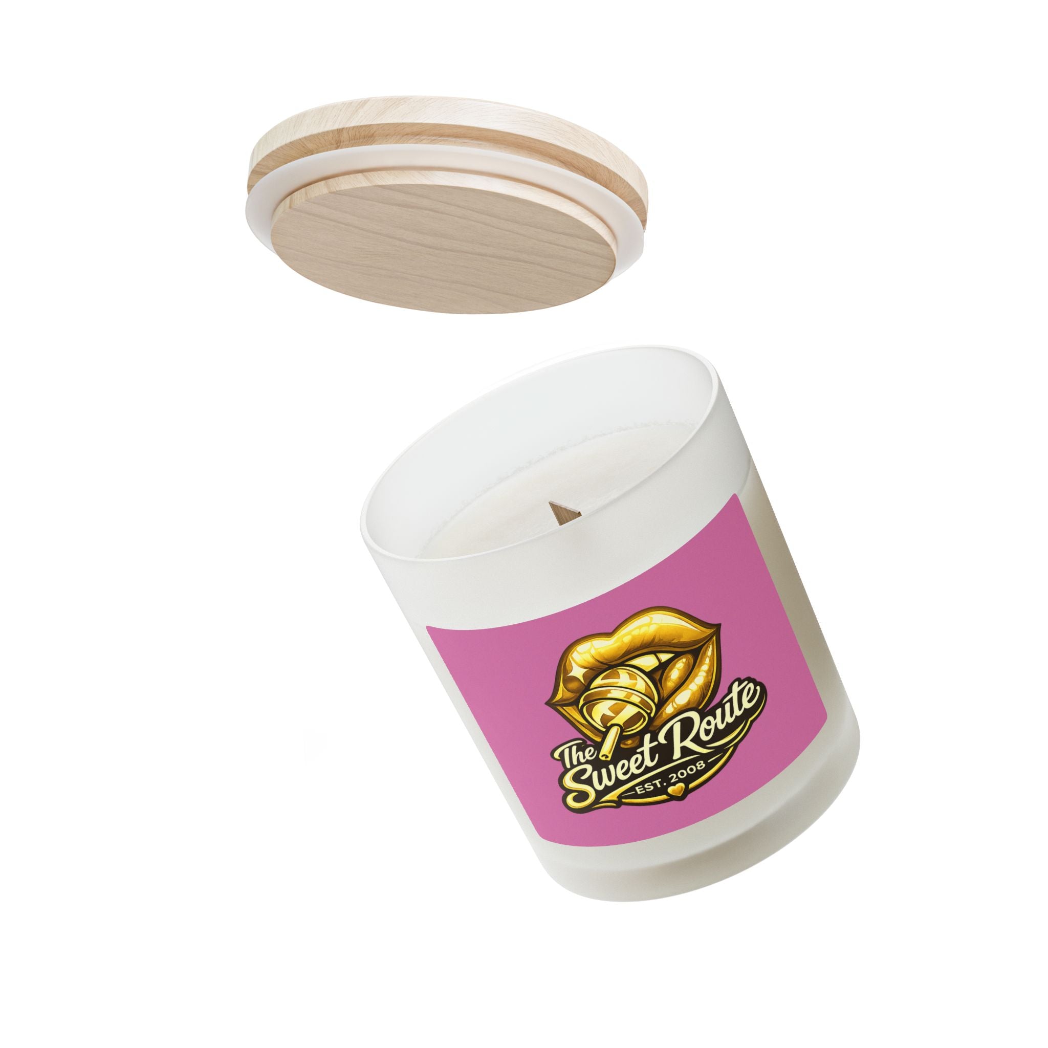 Gold Sweet Route Frosted Glass Candle, 11oz