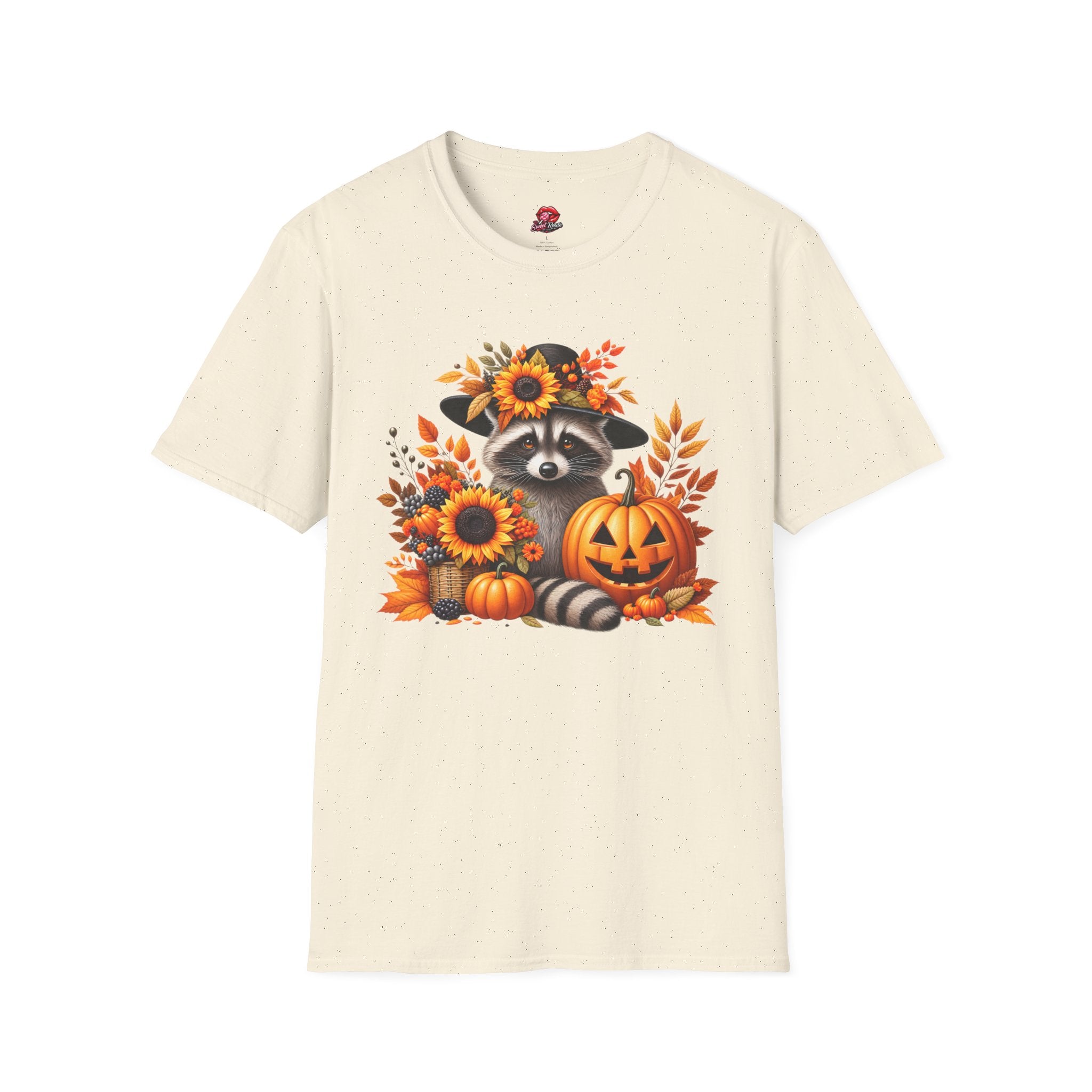 Sunflower & Autumn Leaves Raccoon Tee