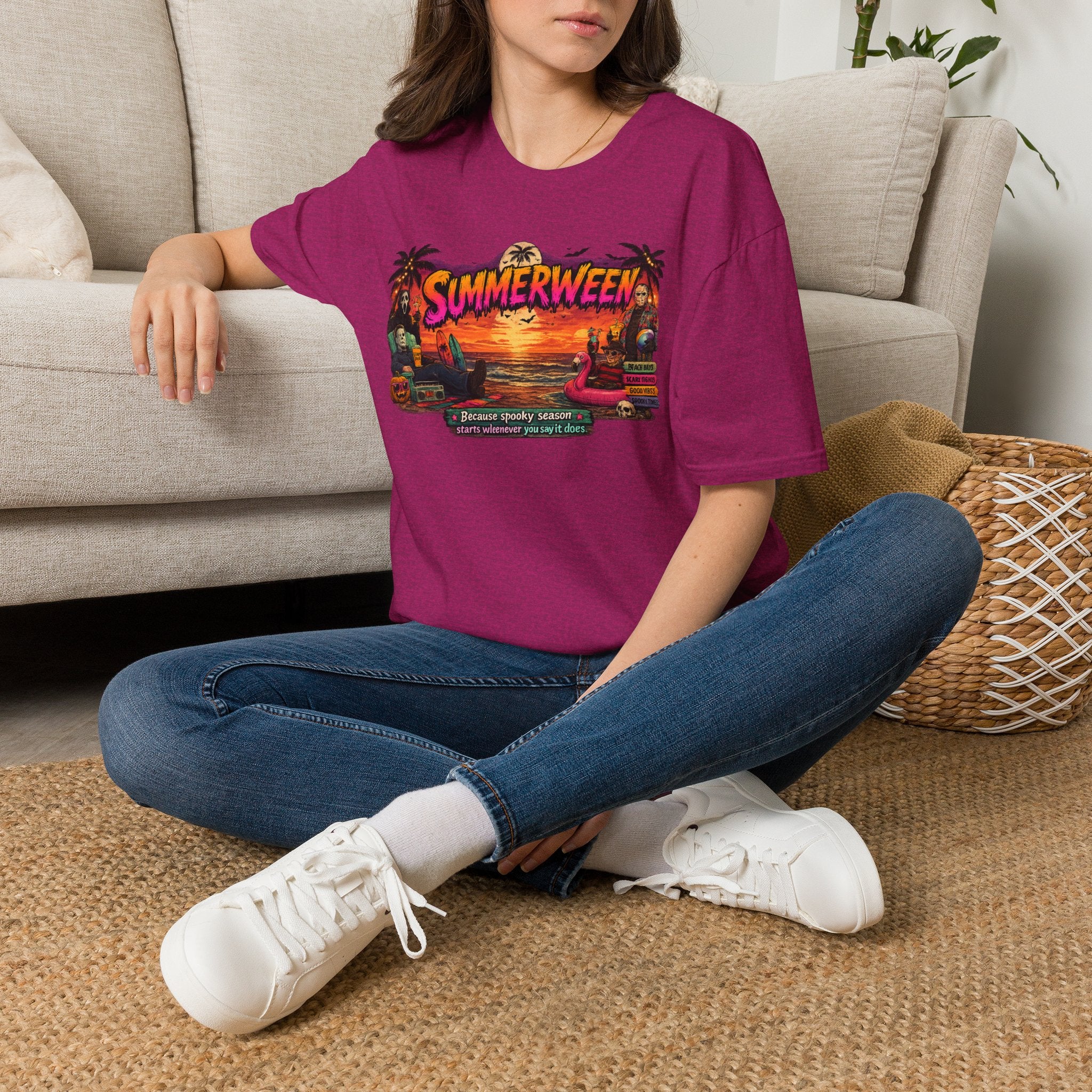 Summerween Halloween Beach Vibes "Because Spooky Season" Graphic Tee