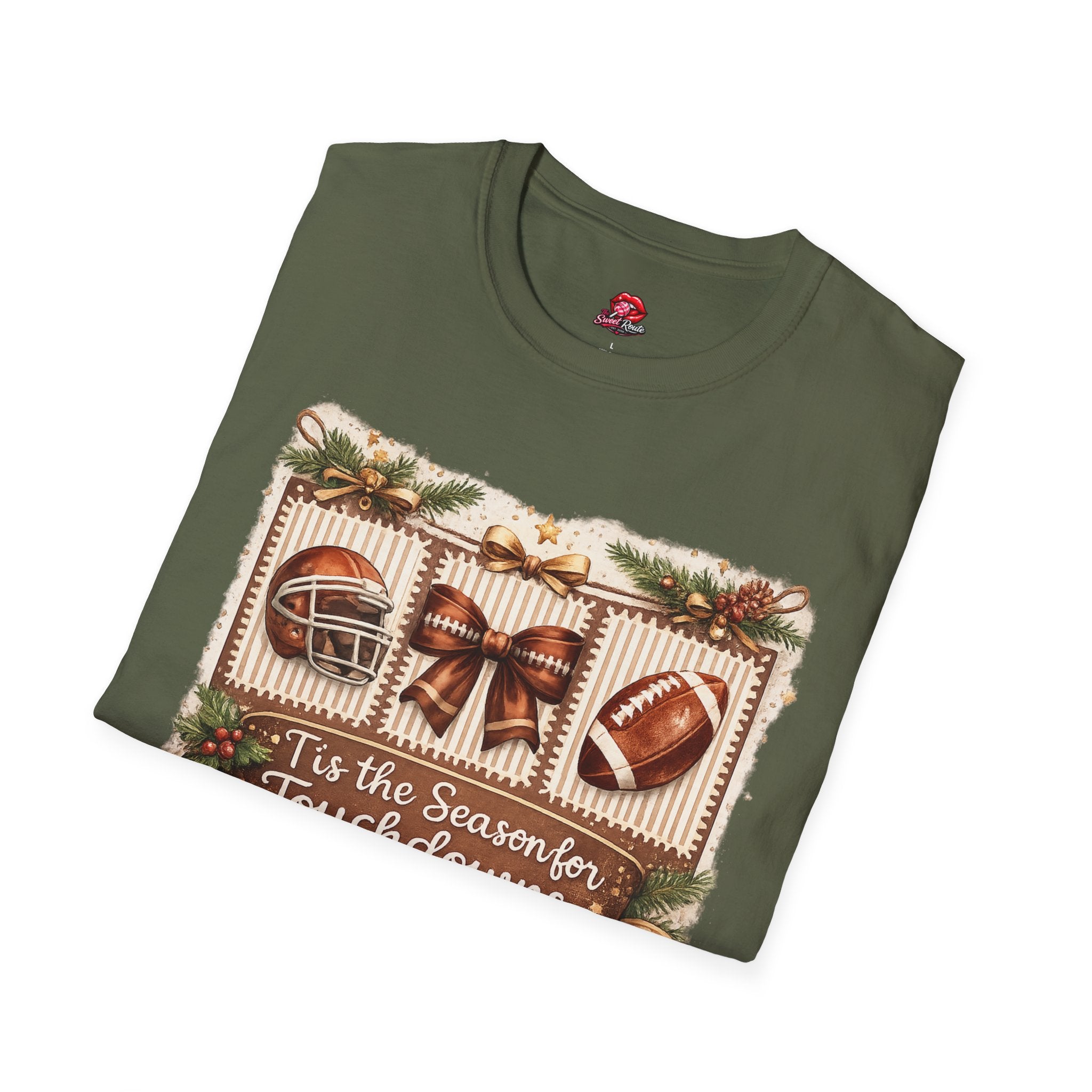 ’Tis the Season for Touchdowns Football Christmas T-Shirt | Funny Holiday Game Day Tee | Football Fan Christmas Shirt