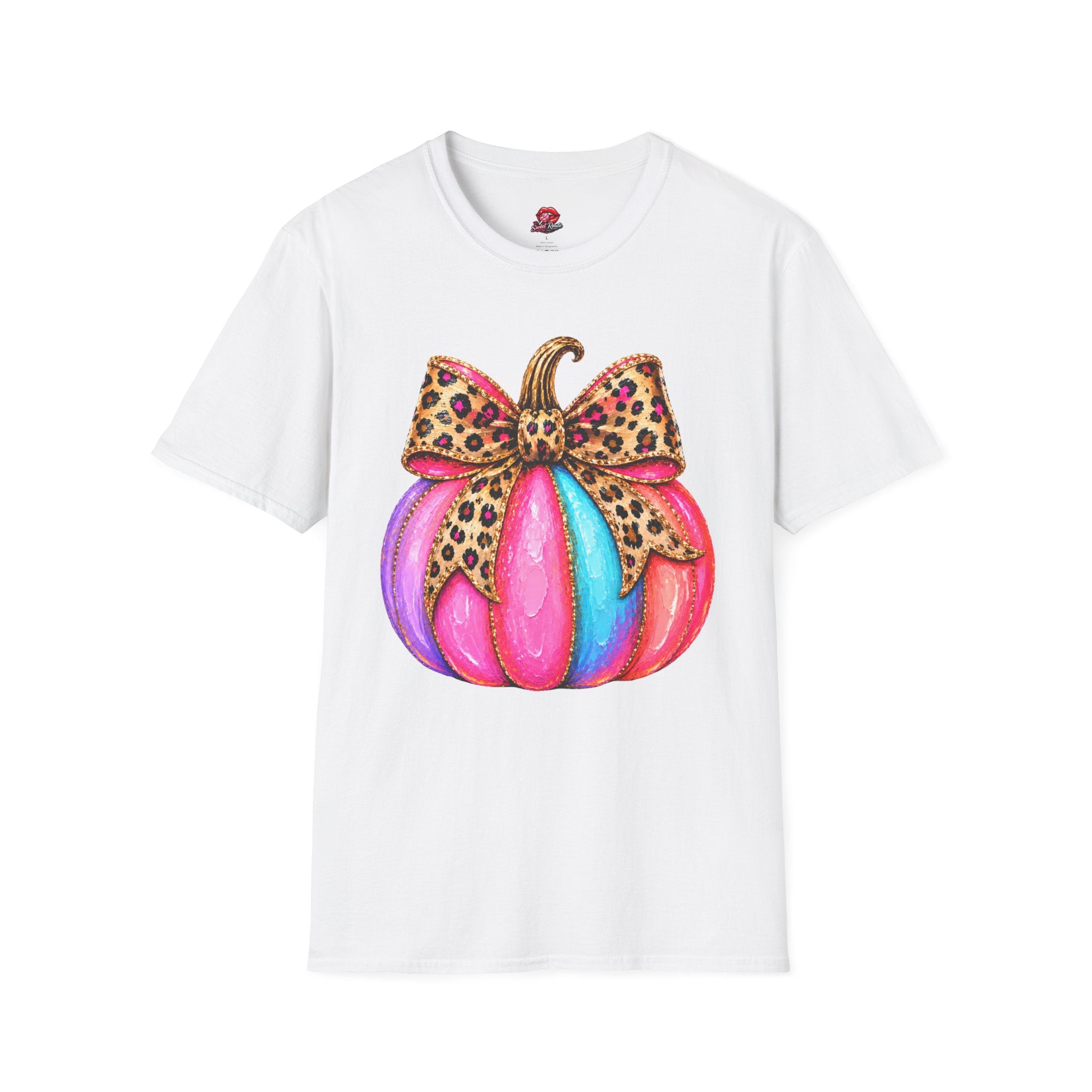 Leopard Bow Rainbow Pumpkin T-Shirt
