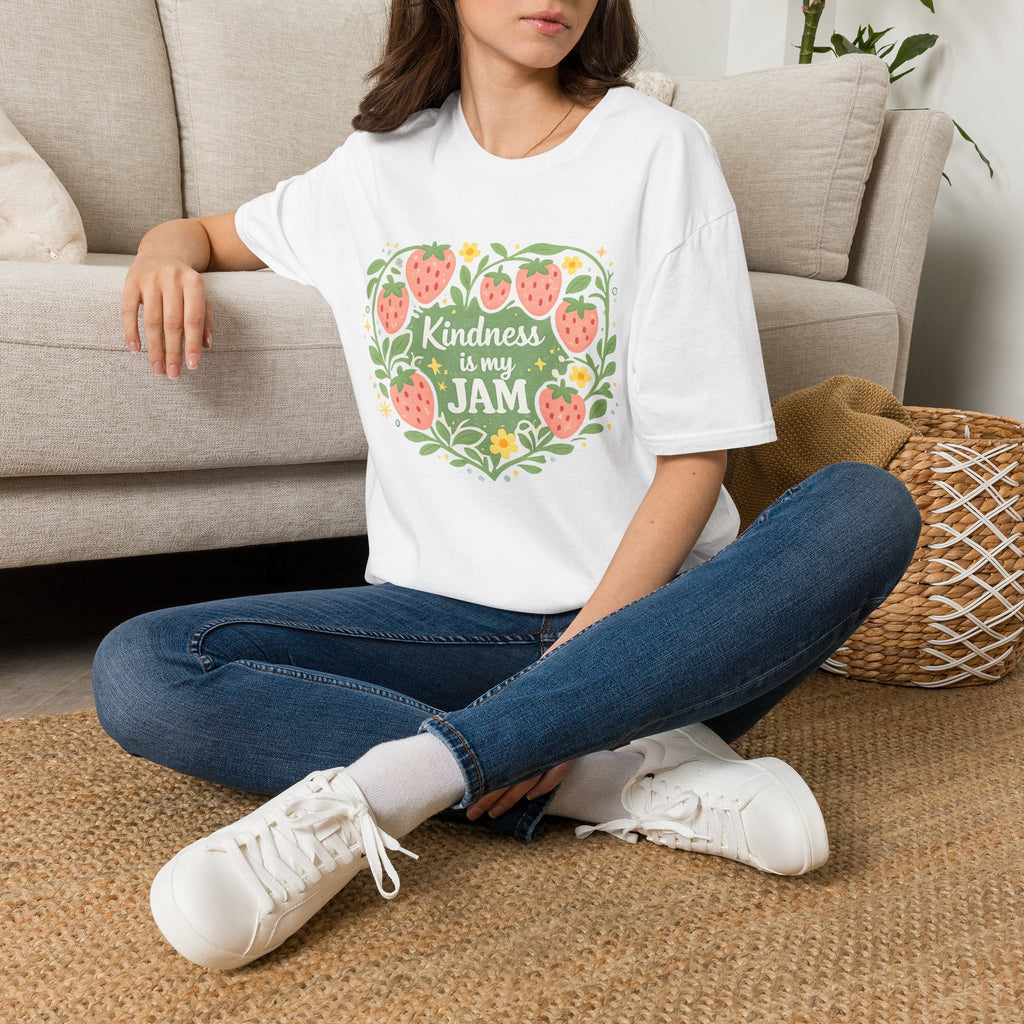 T-Shirt — "Kindness Is My Jam" Strawberry Graphic Tee