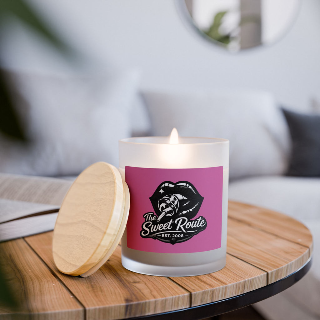 Black Sweet Route Frosted Glass Candle, 11oz