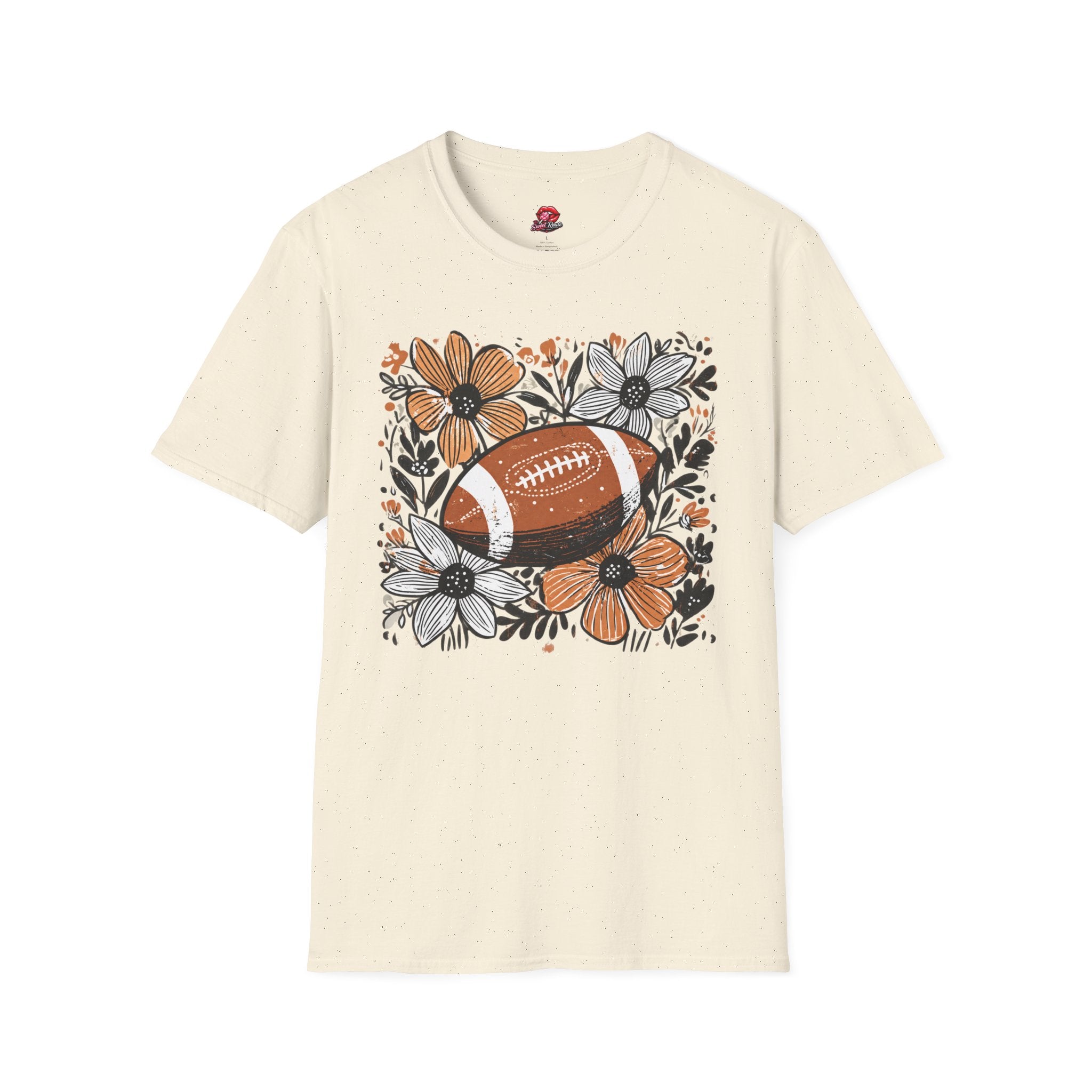 Floral Football T-Shirt — Vintage Fall Game Day Tee