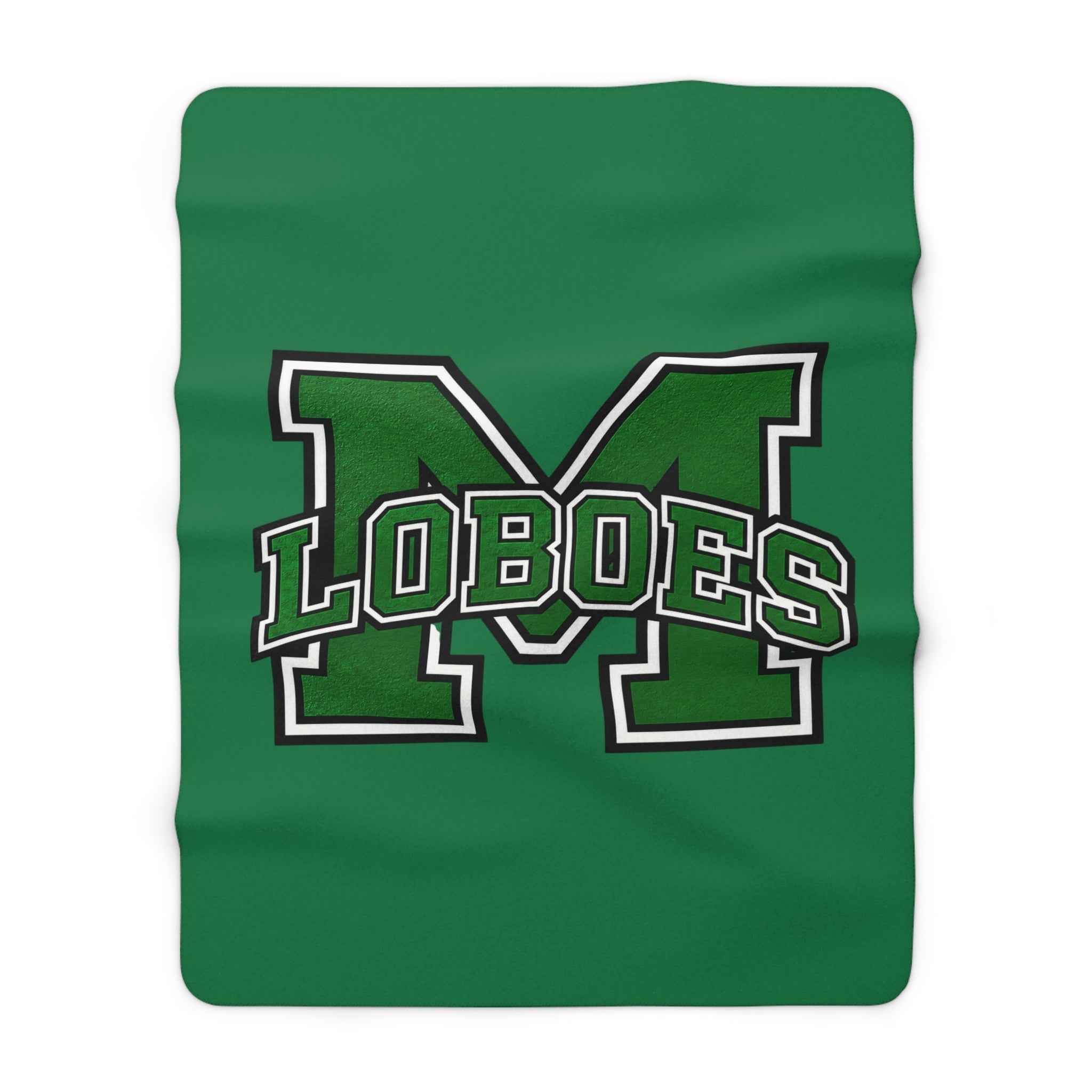 Green 'M Loboes' Sherpa Fleece Blanket