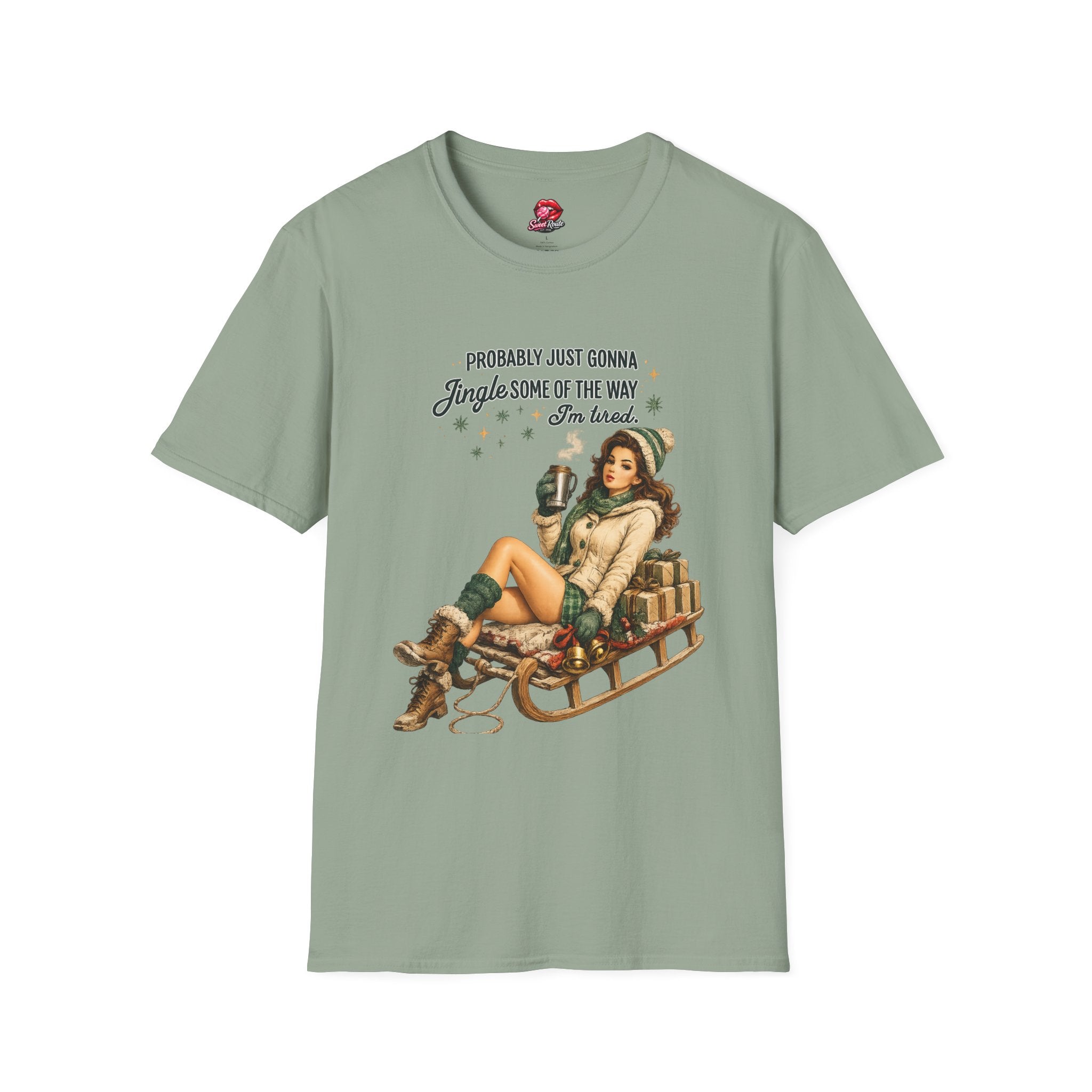 Jingle Some of the Way Vintage Pinup Sleigh T-Shirt