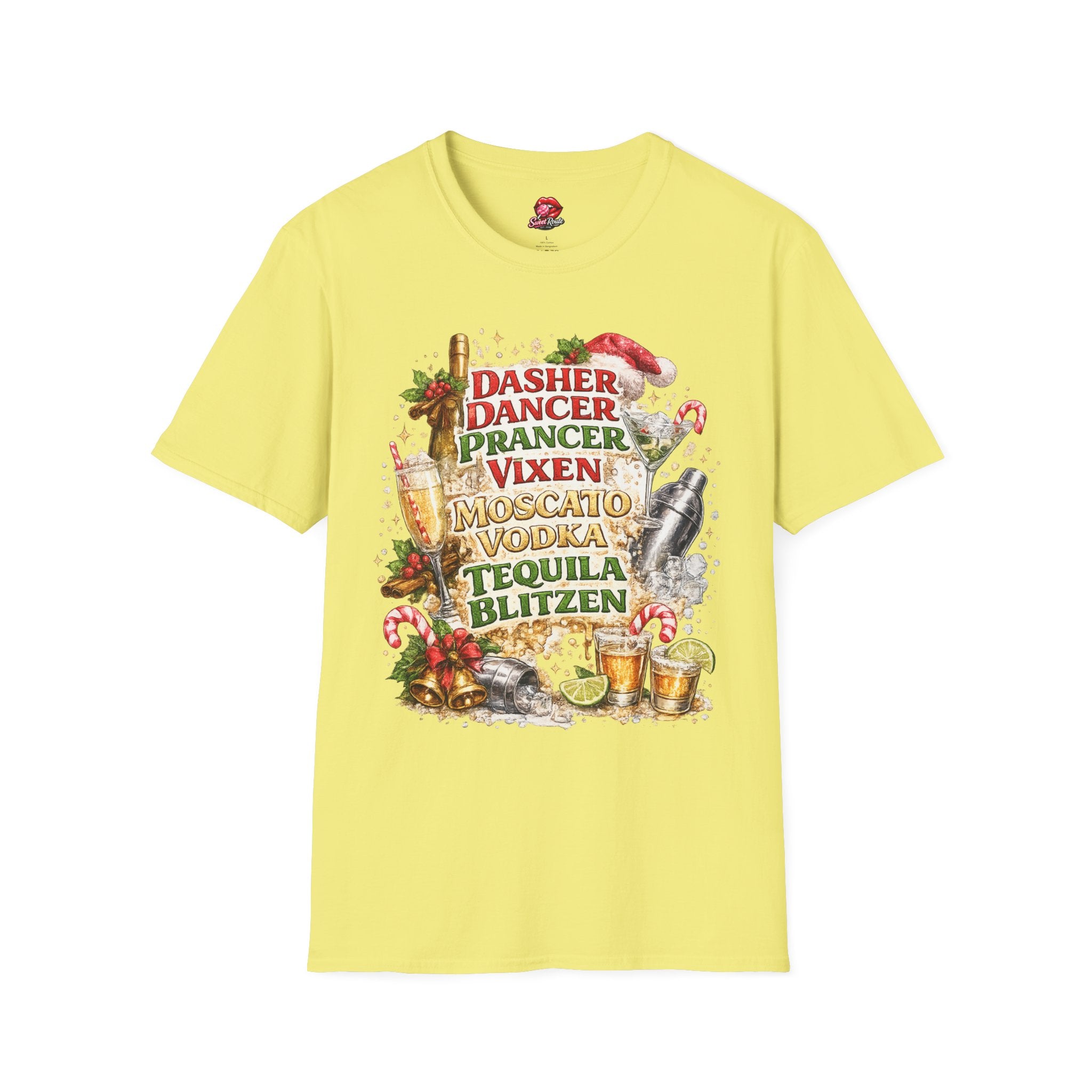 Dasher Dancer Prancer Vixen Moscato Vodka T-Shirt