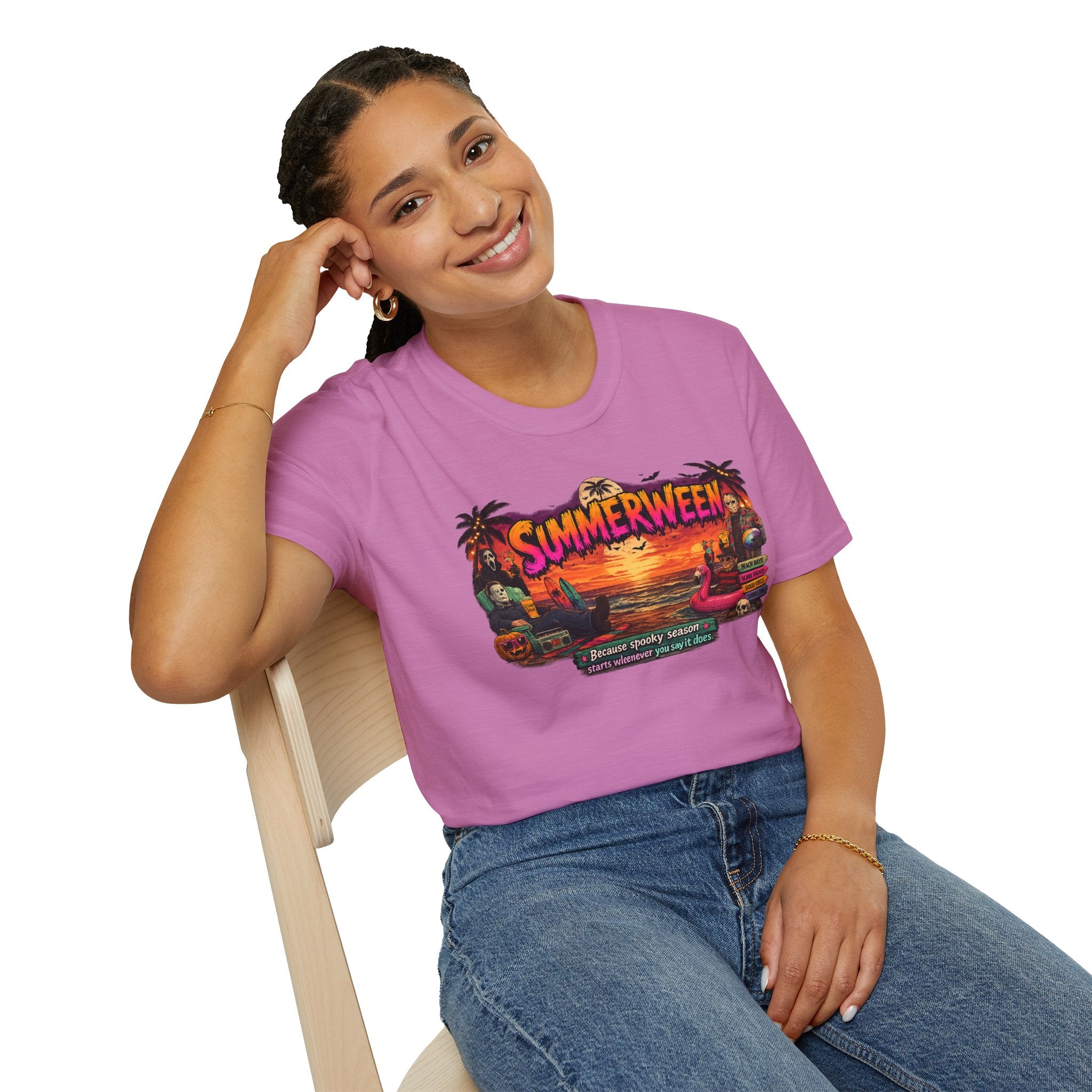 Summerween Halloween Beach Vibes "Because Spooky Season" Graphic Tee
