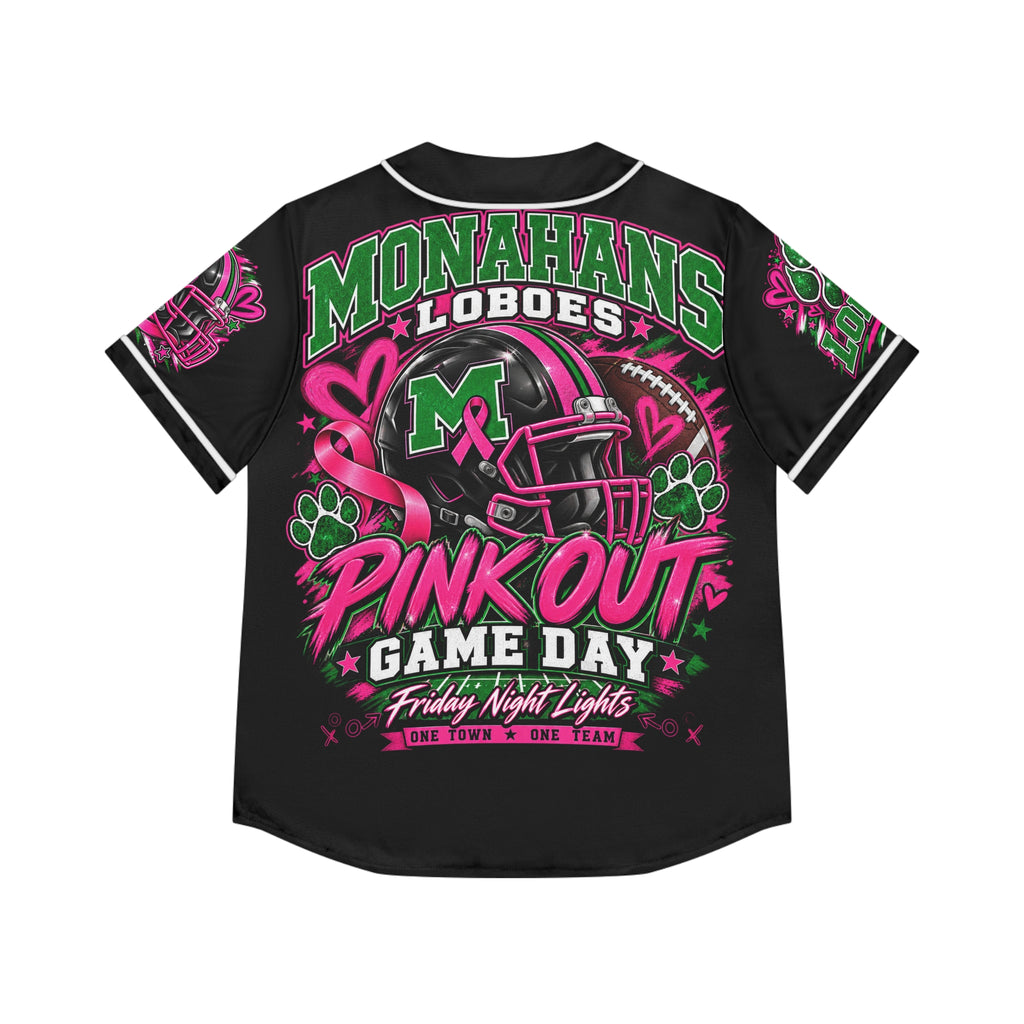 Monahans Loboes Pink Out Game Day Women’s Baseball Jersey – Black
