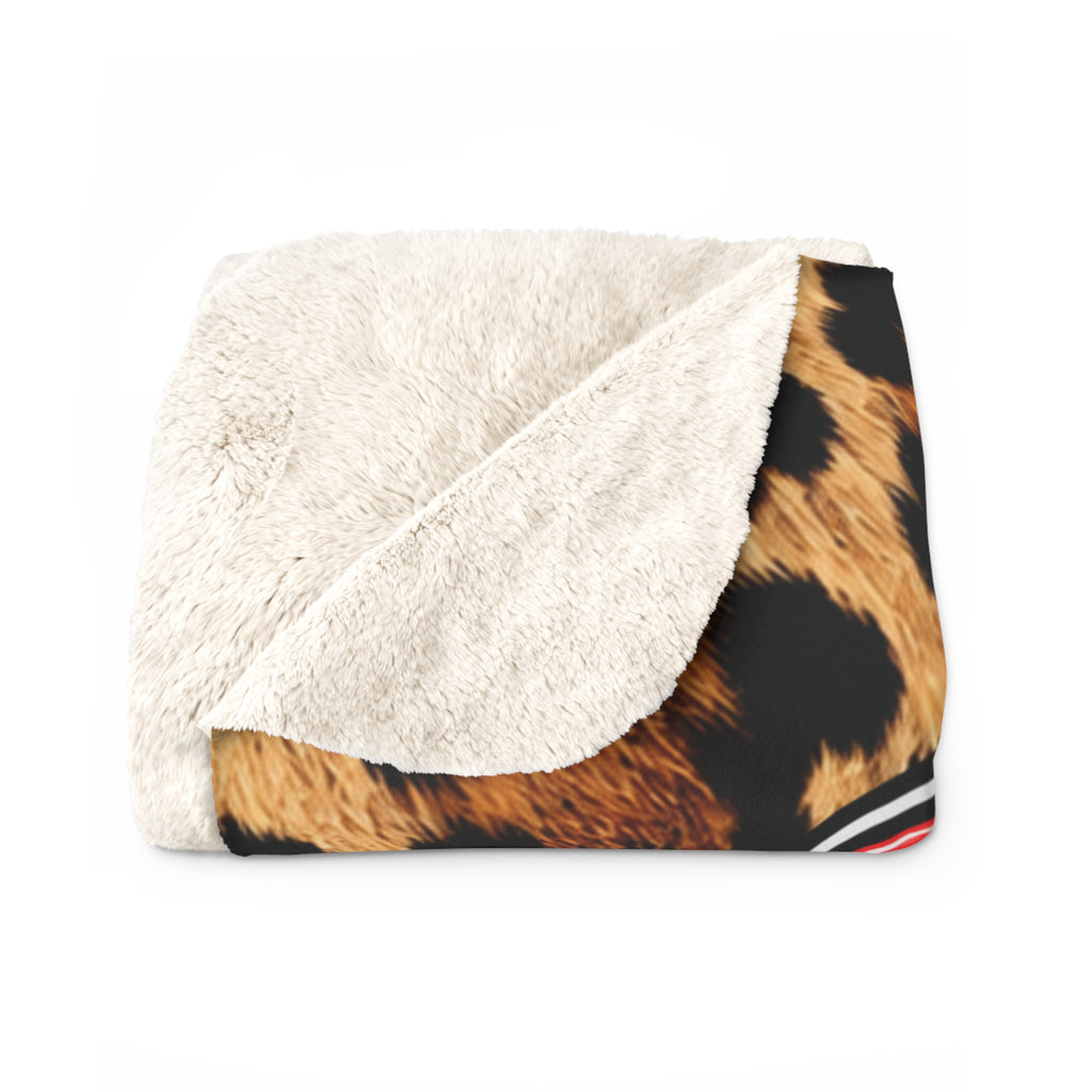 Coahoma Bulldogs Leopard Print Sherpa Fleece Blanket