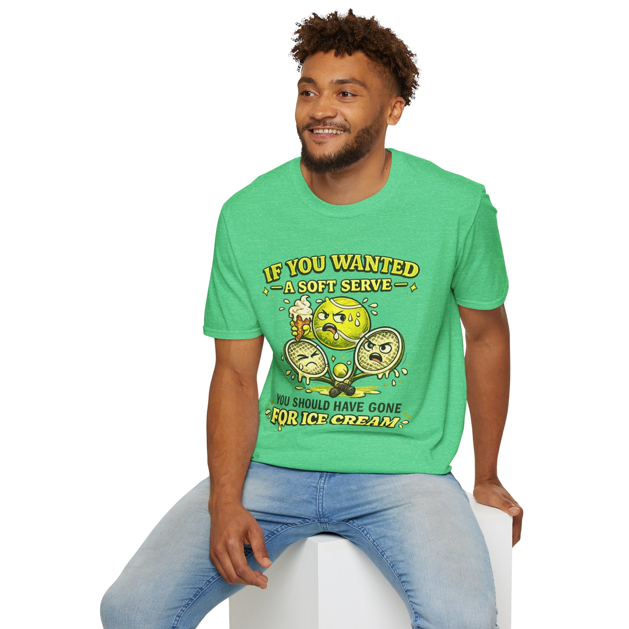 If You Wanted A Soft Serve: Funny Tennis Ball Ice Cream Graphic Tee