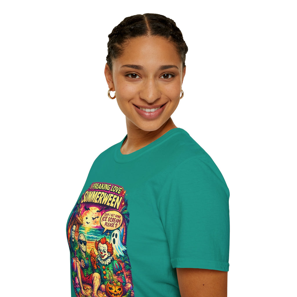 Summerween Horror Beach T-Shirt — "I Freaking Love Summerween" Graphic Tee