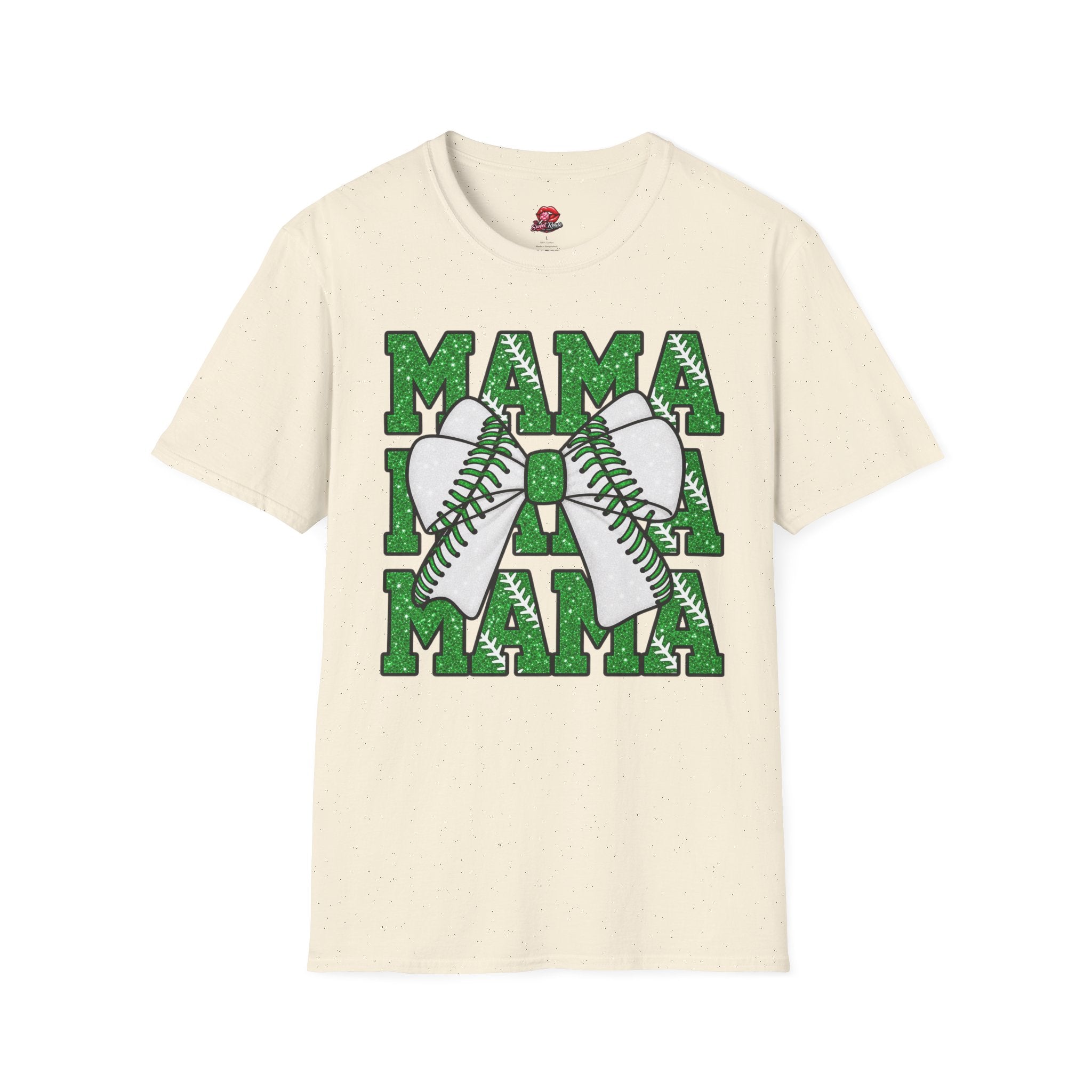 Green Glitter Mama Baseball Tee