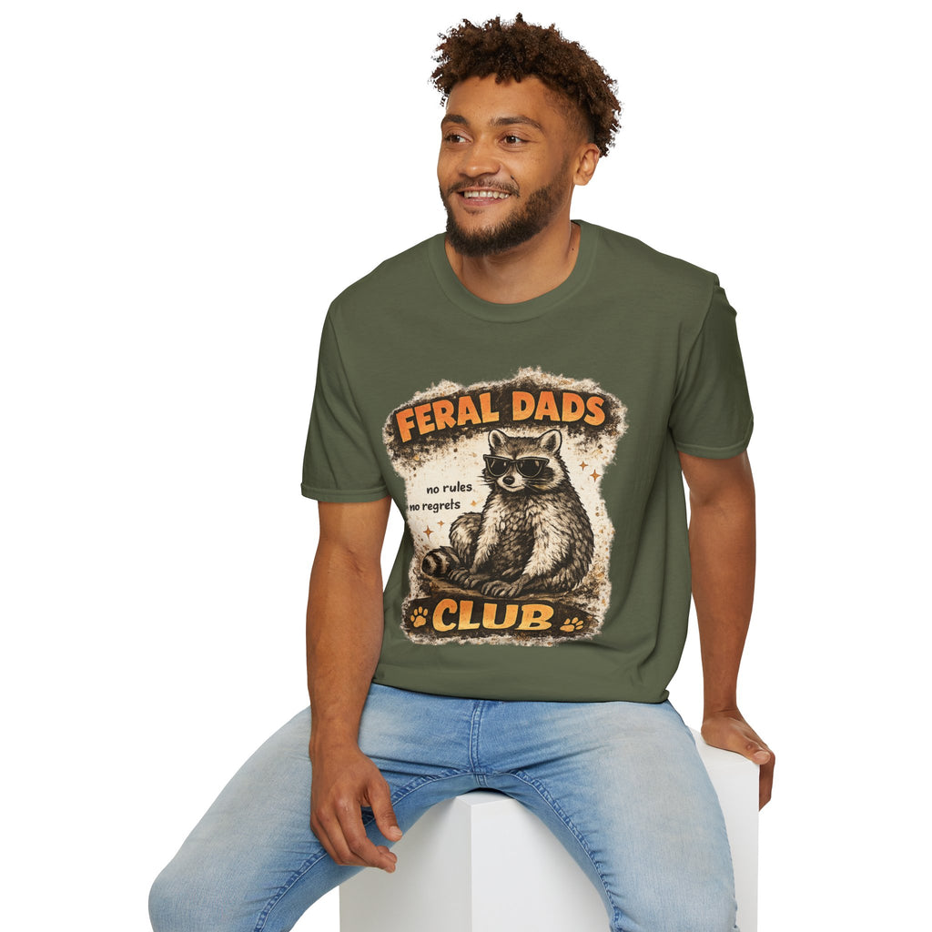 Feral Dads Club T-Shirt — Funny Raccoon "No Rules No Regrets" Dad Tee