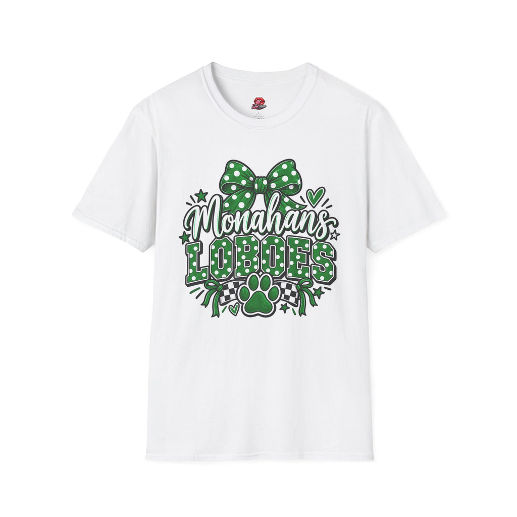 Monahan's Lobos Green Polka Dot Bow T-Shirt