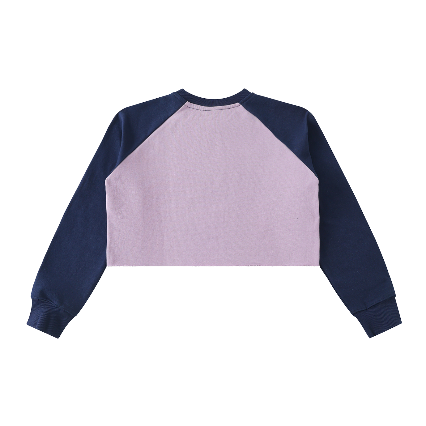 Sweet Route Raw-Hem Color-Block Raglan Crop Sweatshirt
