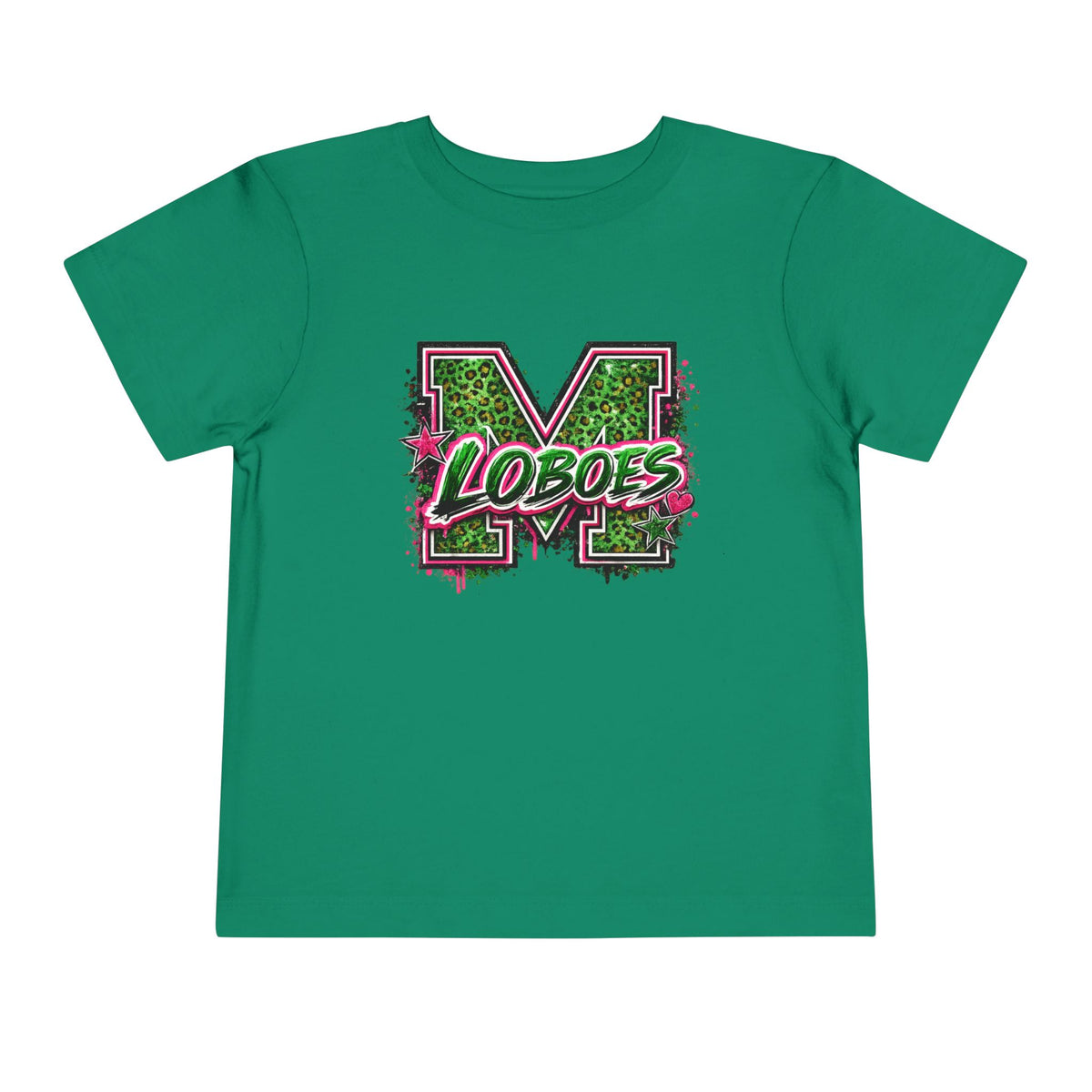 Green Leopard 'Lobos' M Letter Toddler Tee