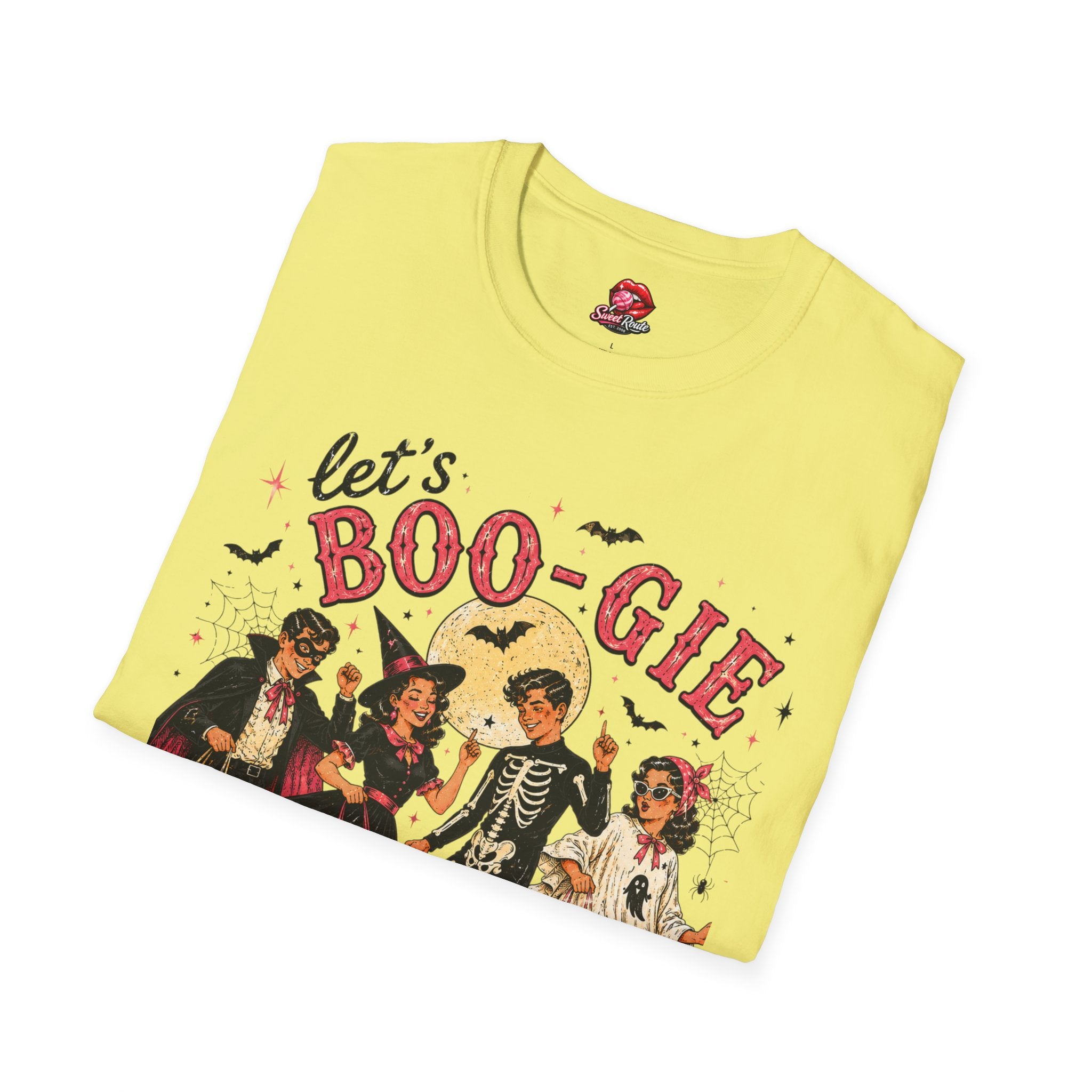 Let’s Boo-gie Halloween T-Shirt | Retro Dancing Ghost Graphic Tee | Cute Spooky Party Shirt | Funny Fall Halloween Tee | Halloween Gift
