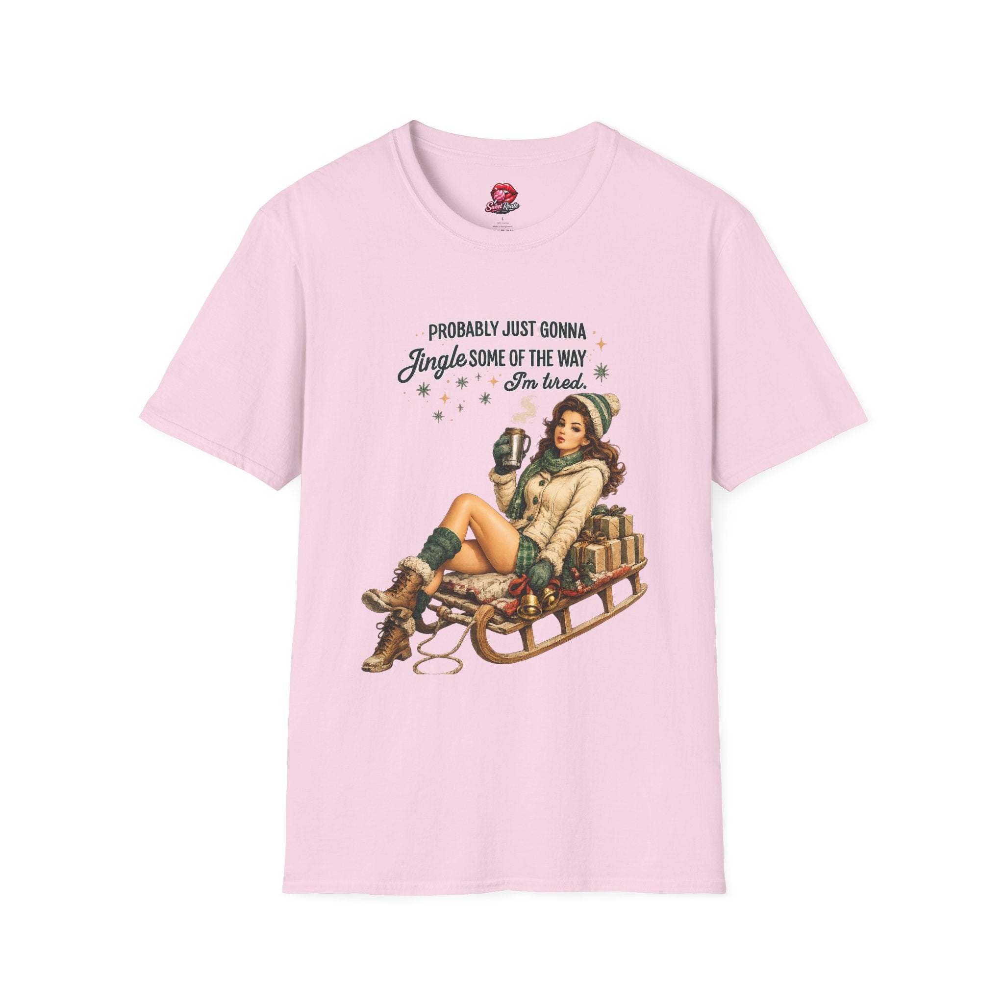 Jingle Some of the Way Vintage Pinup Sleigh T-Shirt
