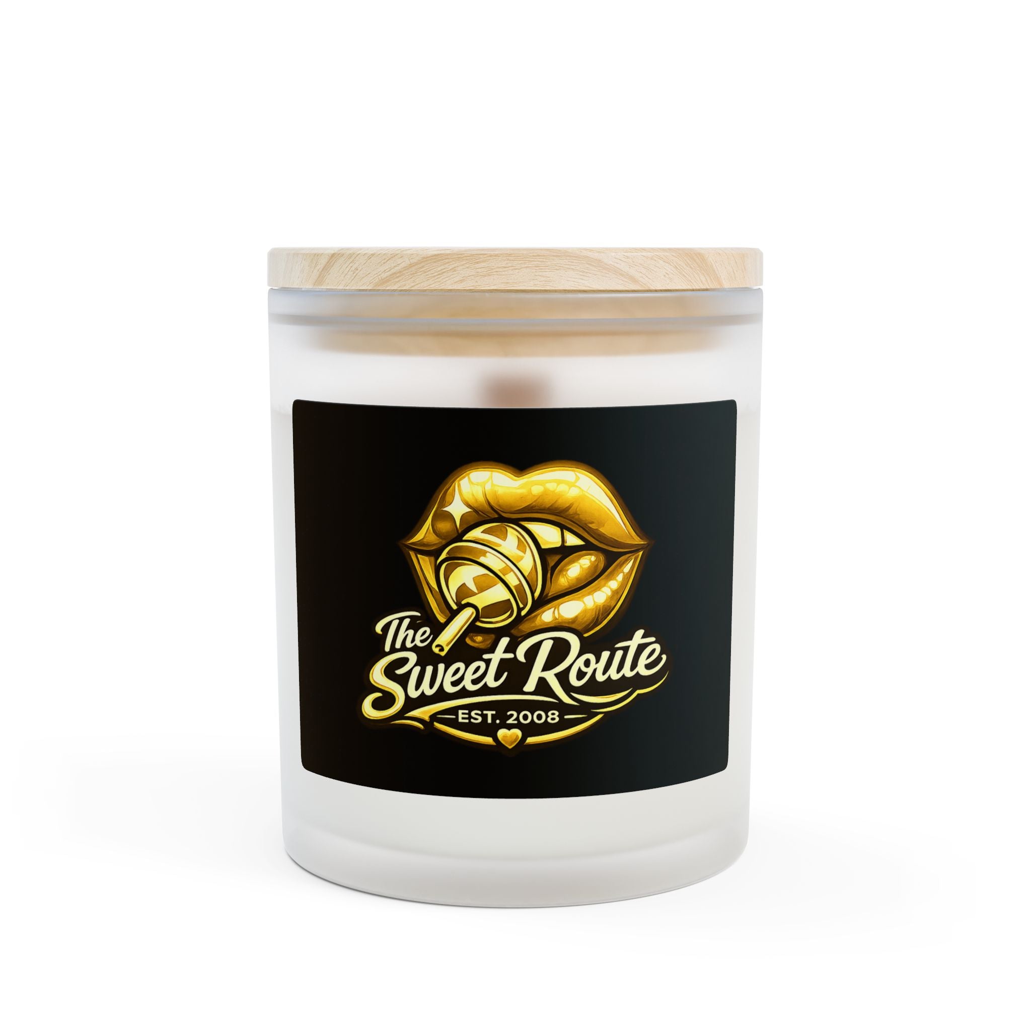 Gold Sweet Route Frosted Glass Candle, 11oz