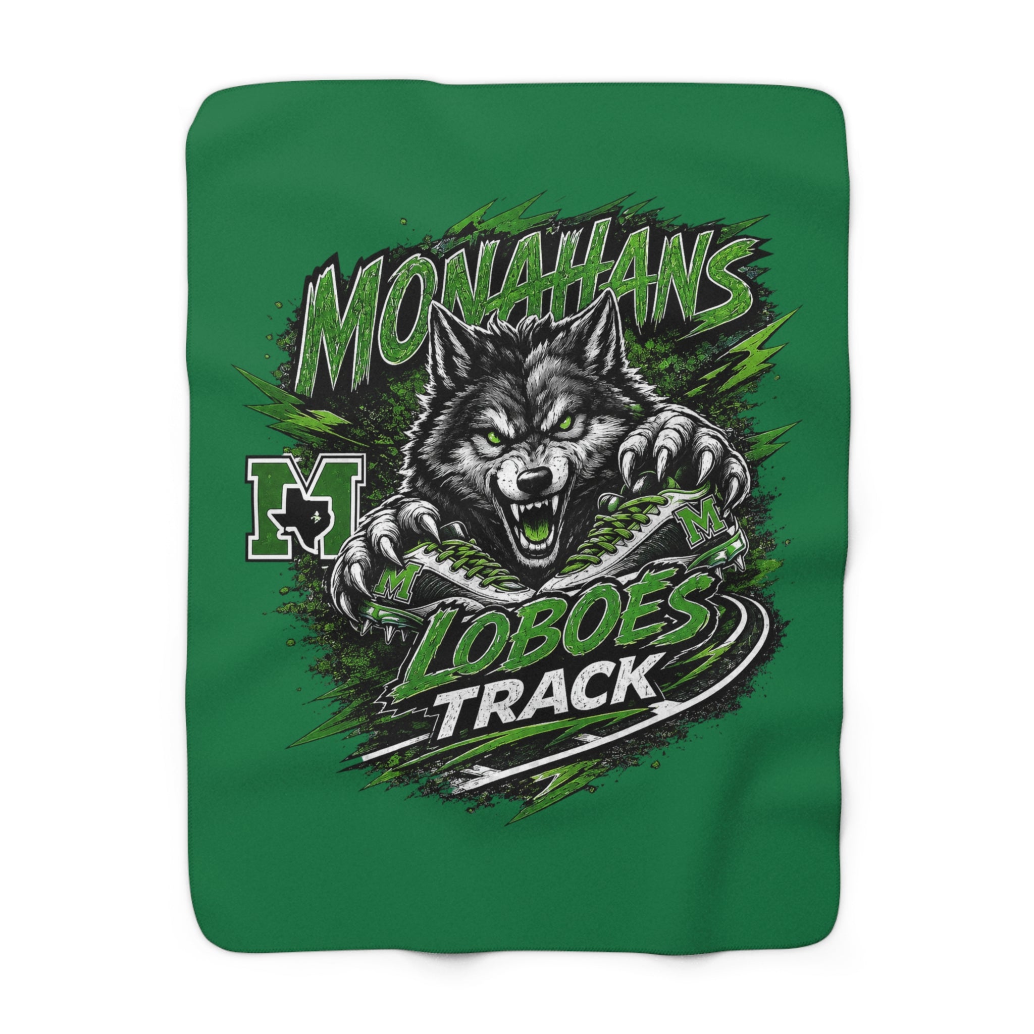 Monahans Loboes Track Sherpa Fleece Blanket