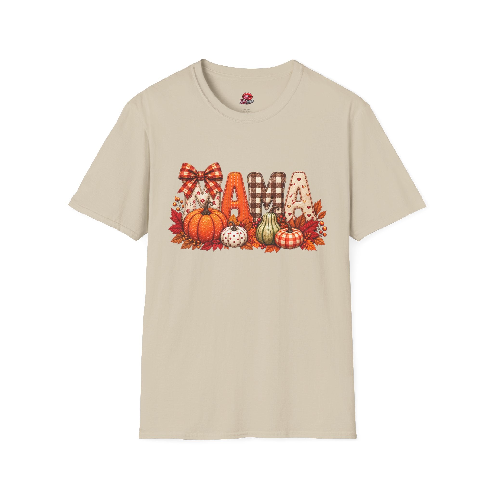 Mama Fall Pumpkin T-Shirt — Autumn Plaid & Gingham Harvest Tee