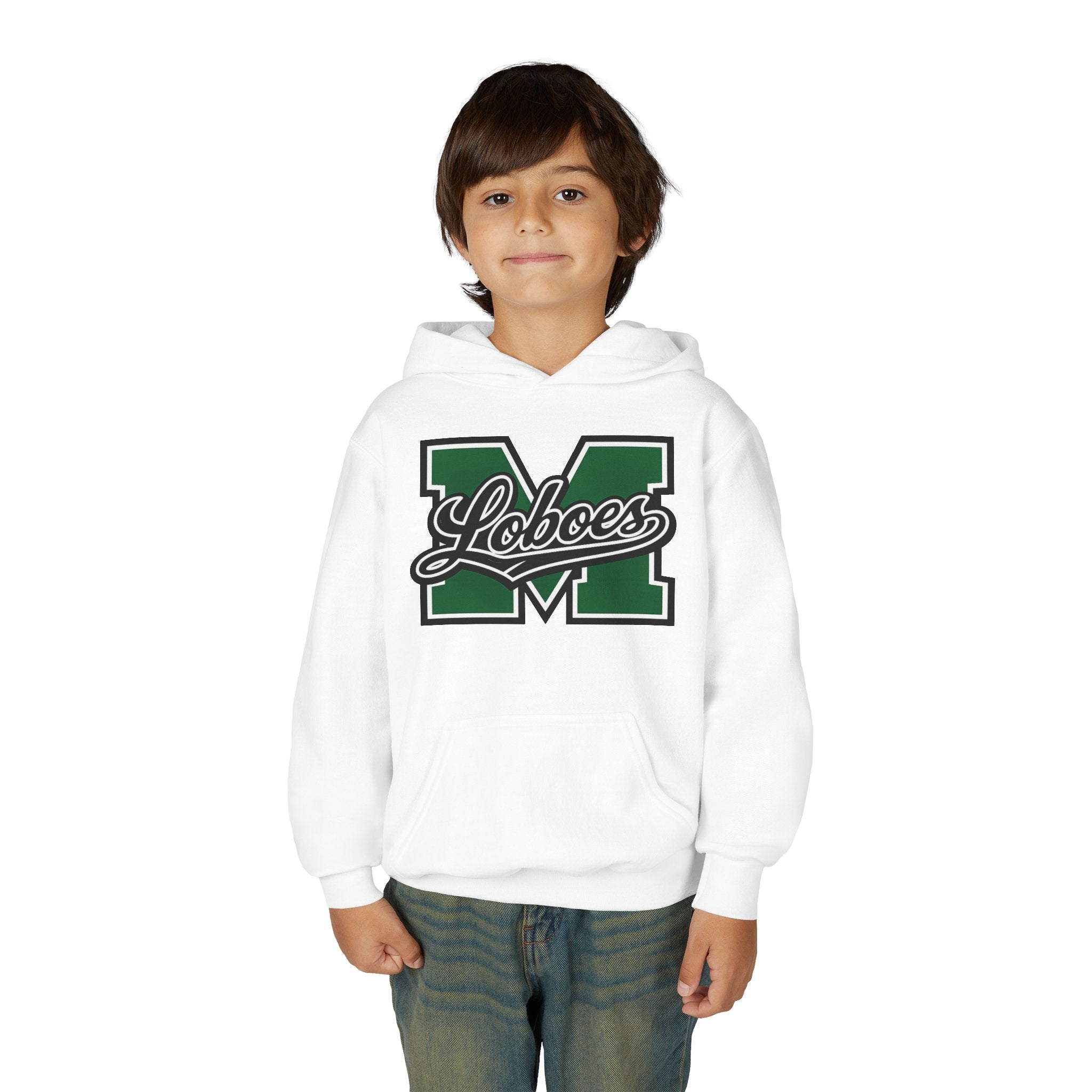 Youth Hoodie — 'M Loboes' Varsity Letterman School Spirit Pullover